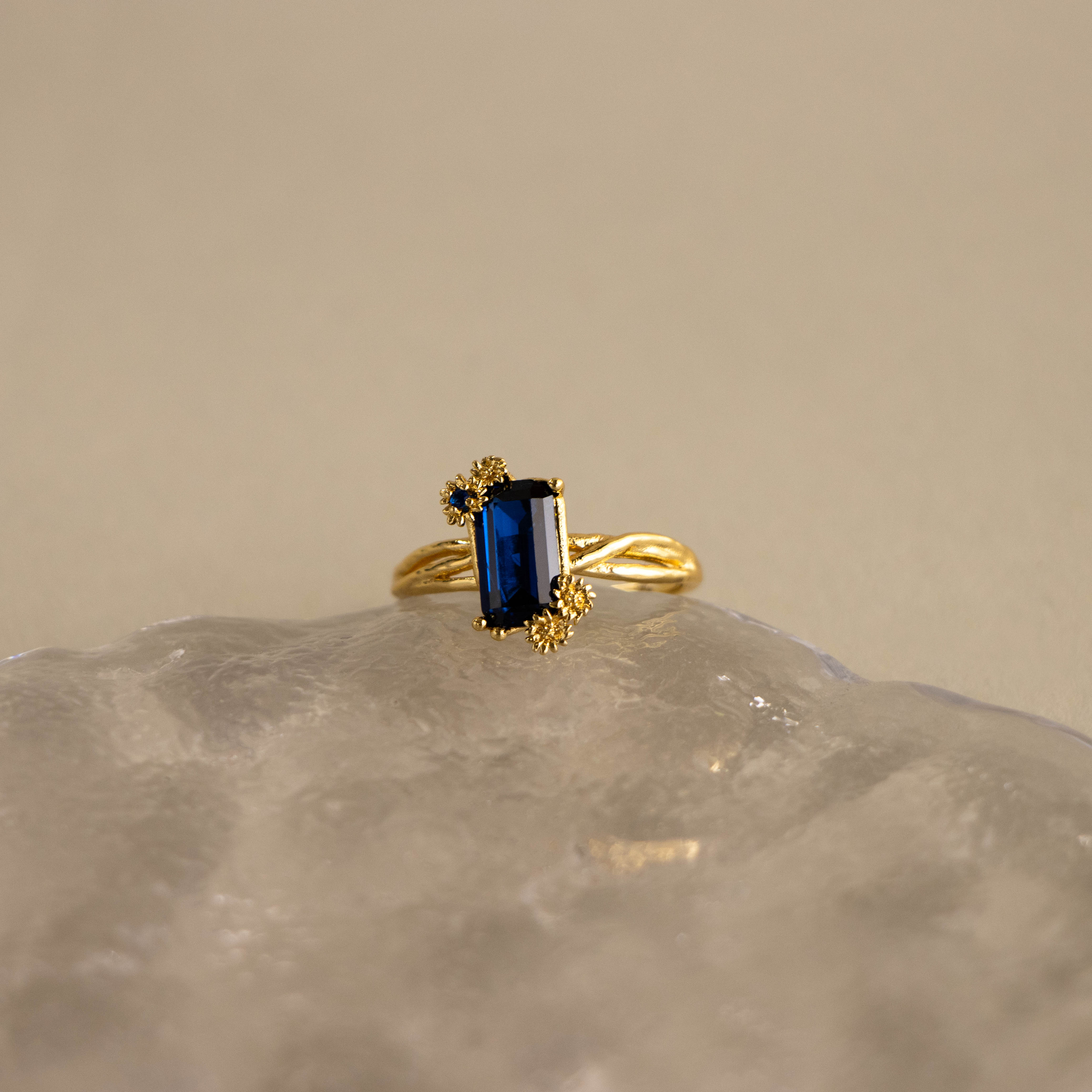 Baguette Gemstone Flower Ring - Image 9