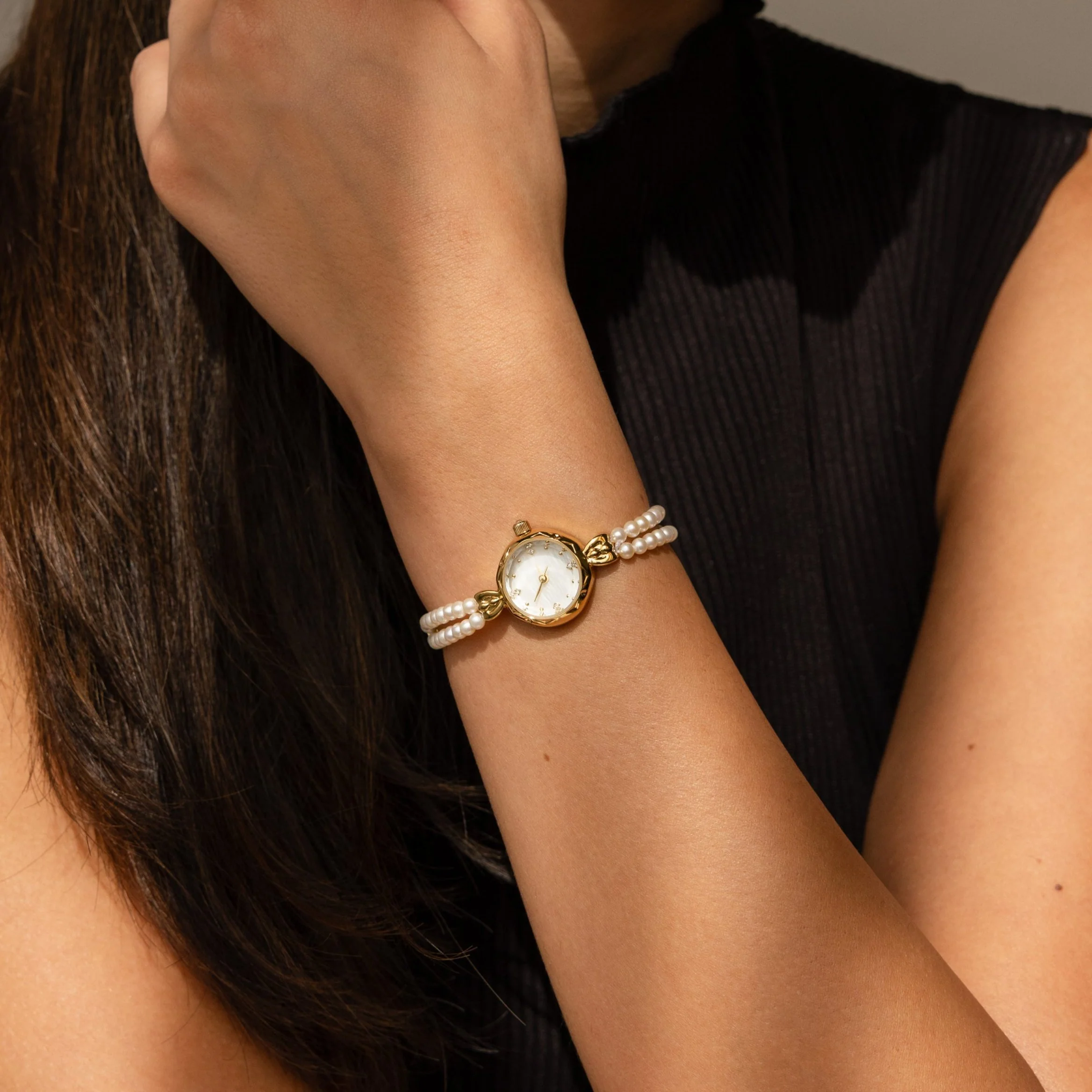 Beaded Pearl Timepiece in 18K Gold - Image 2