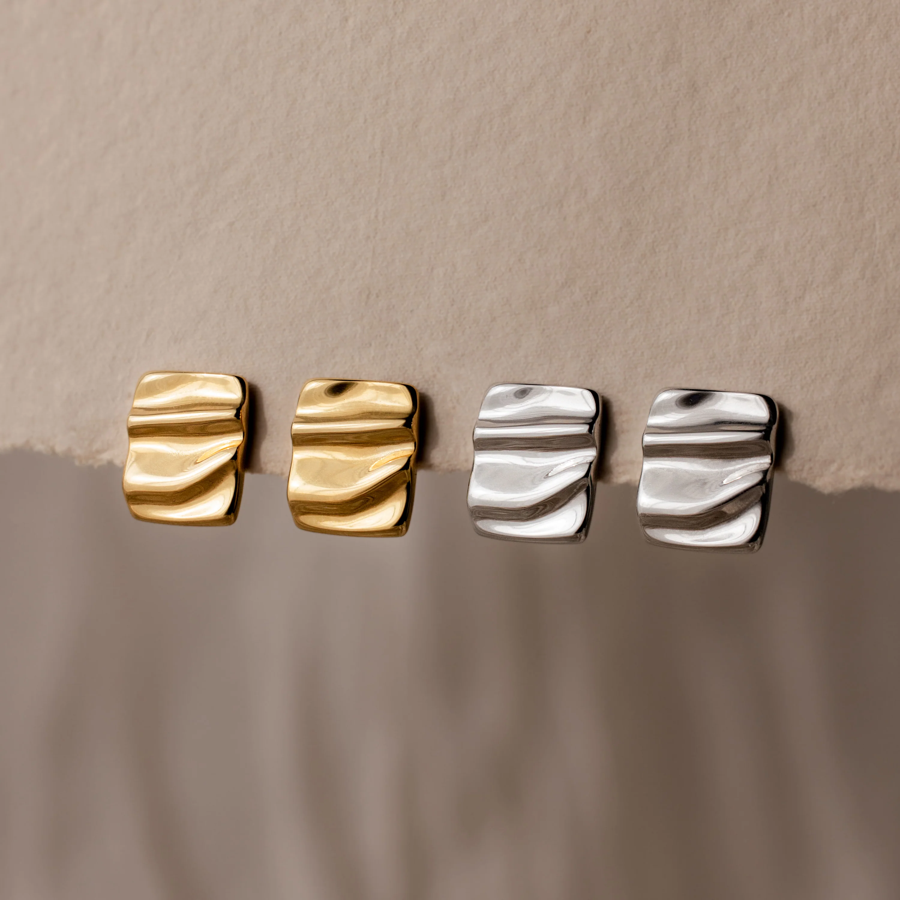Bold Square Wave Studs in Silver - Image 5