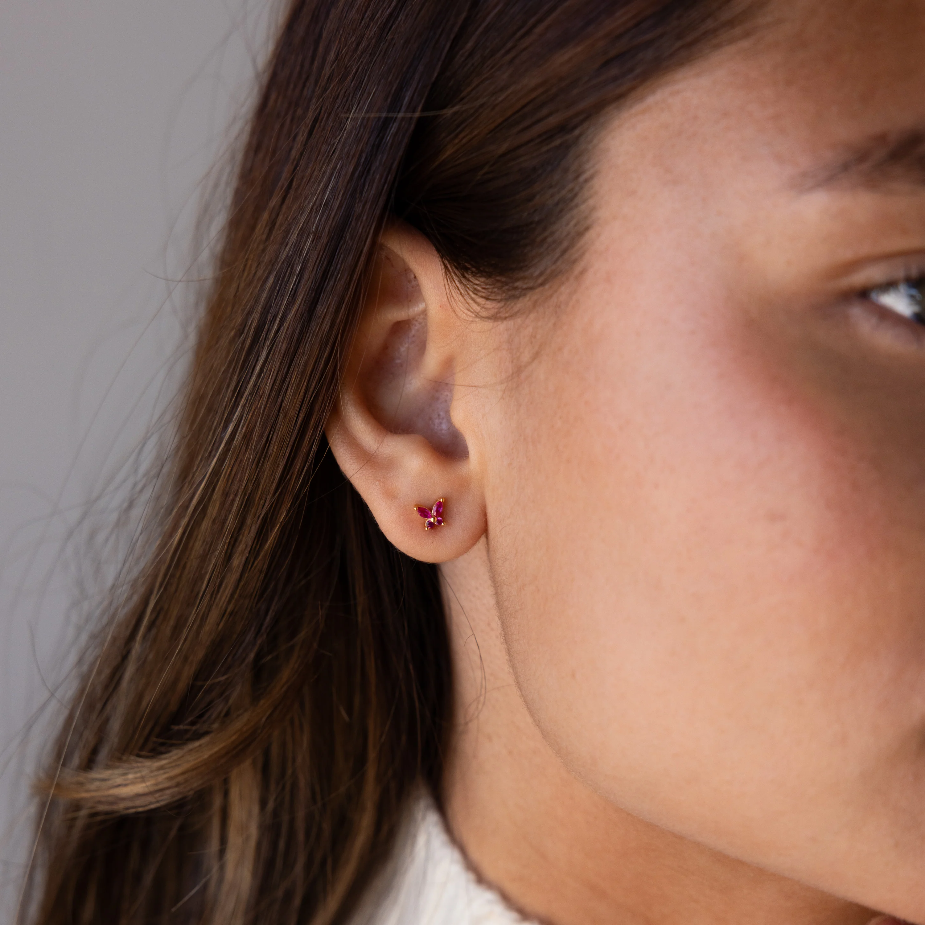 Butterfly Amethyst Flatback Studs - Image 2