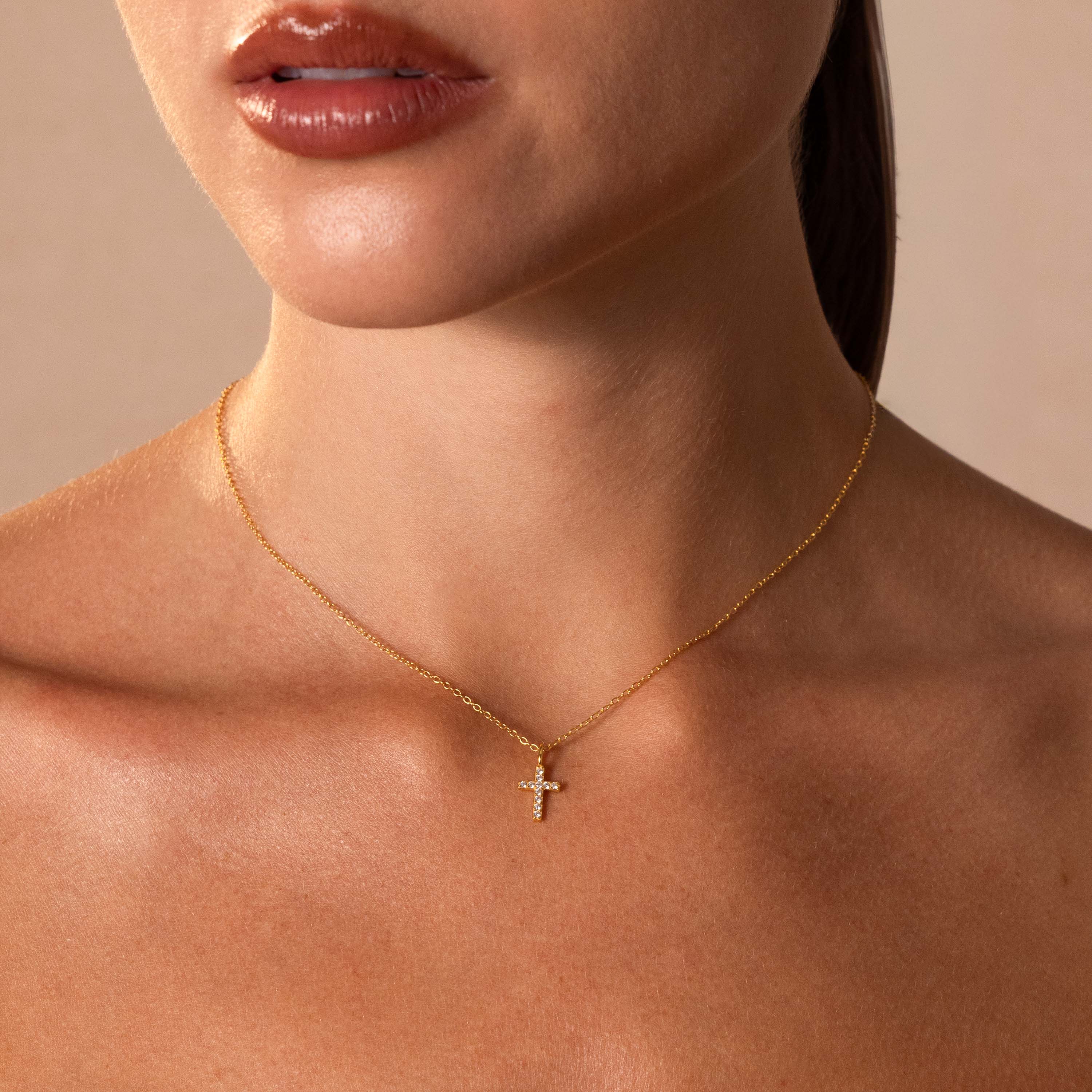 Dainty Diamond Cross Necklace - Image 4