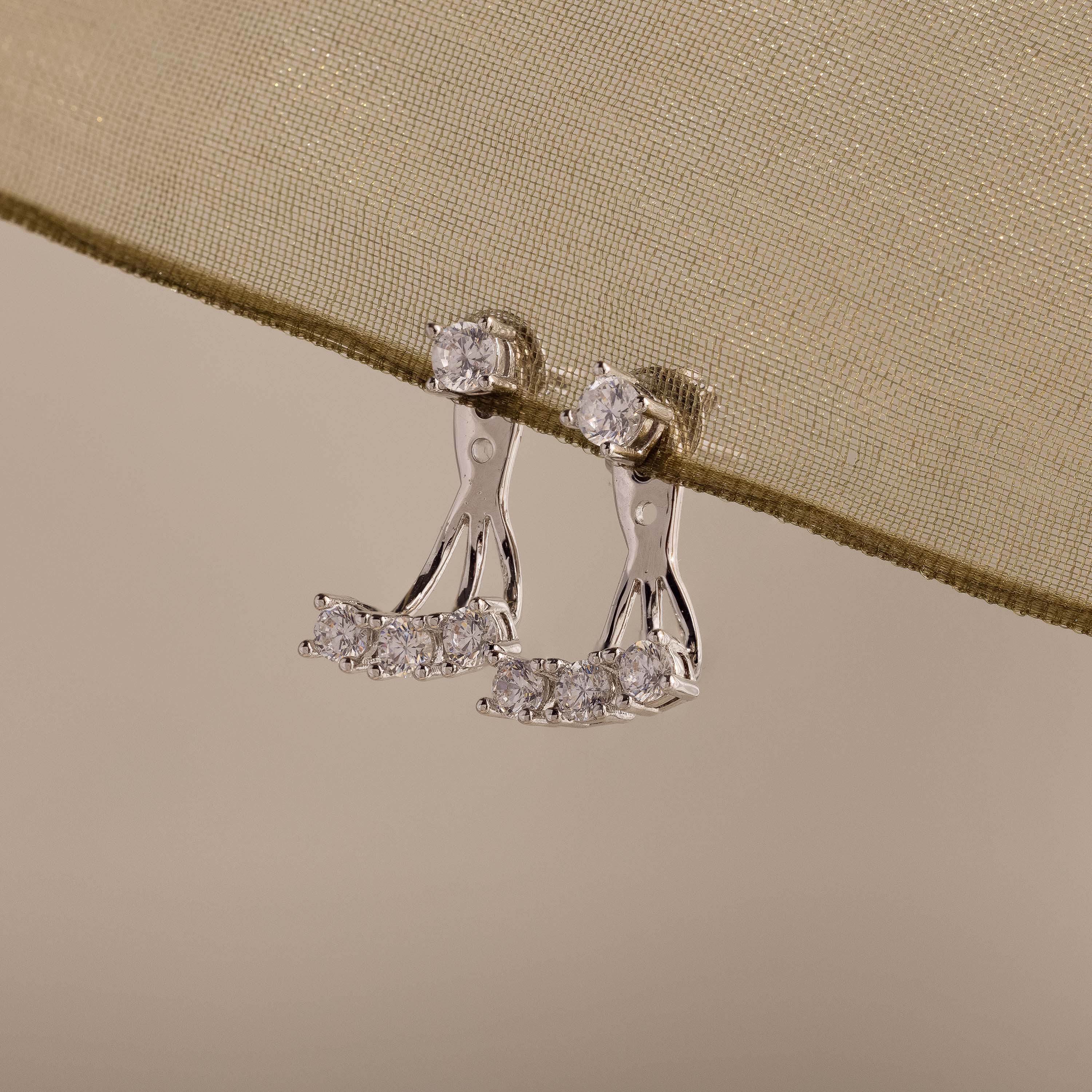 Diamond Cascade Ear Jackets in Silver - Image 5