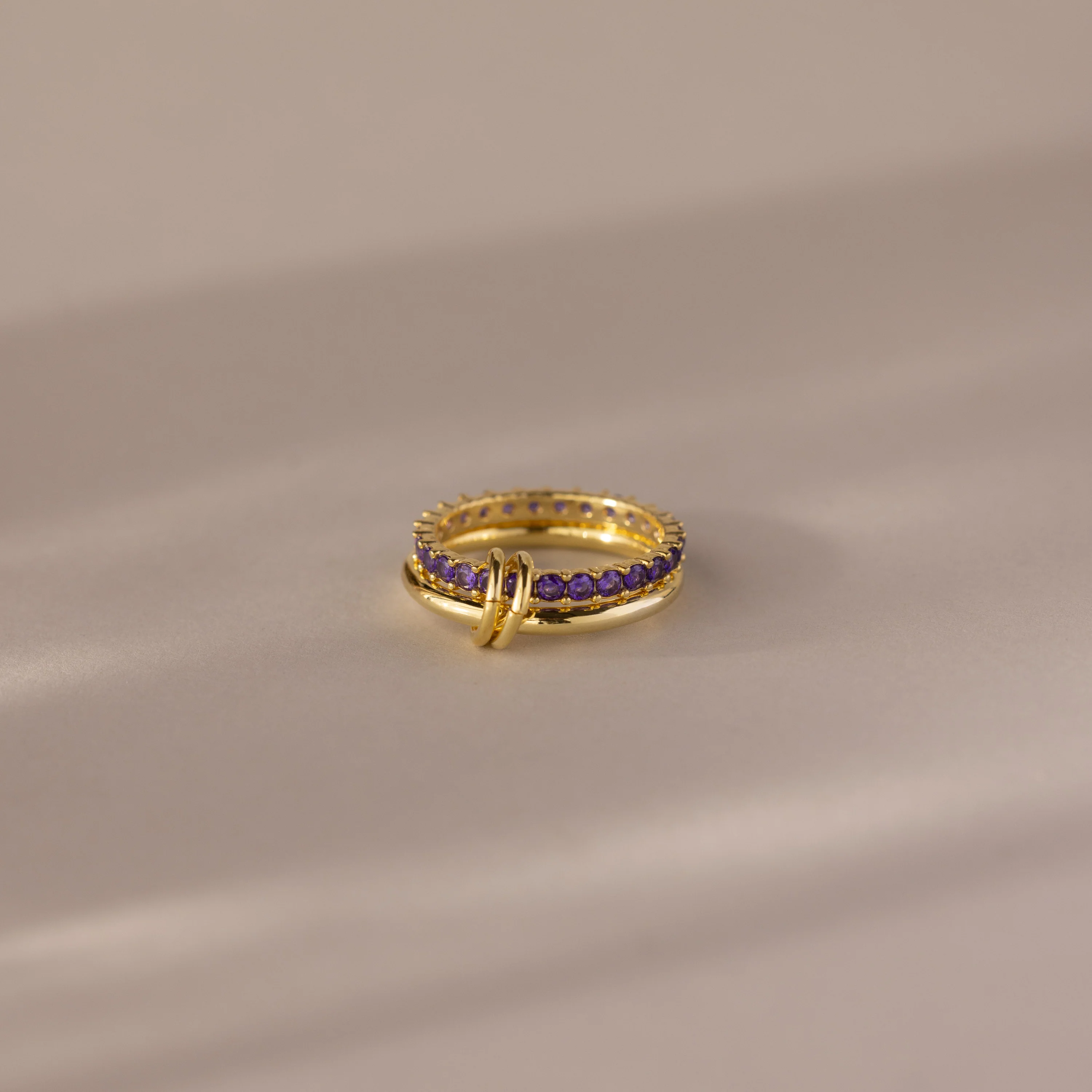 Duo Birthstone Tennis Linked Ring Set - Image 3