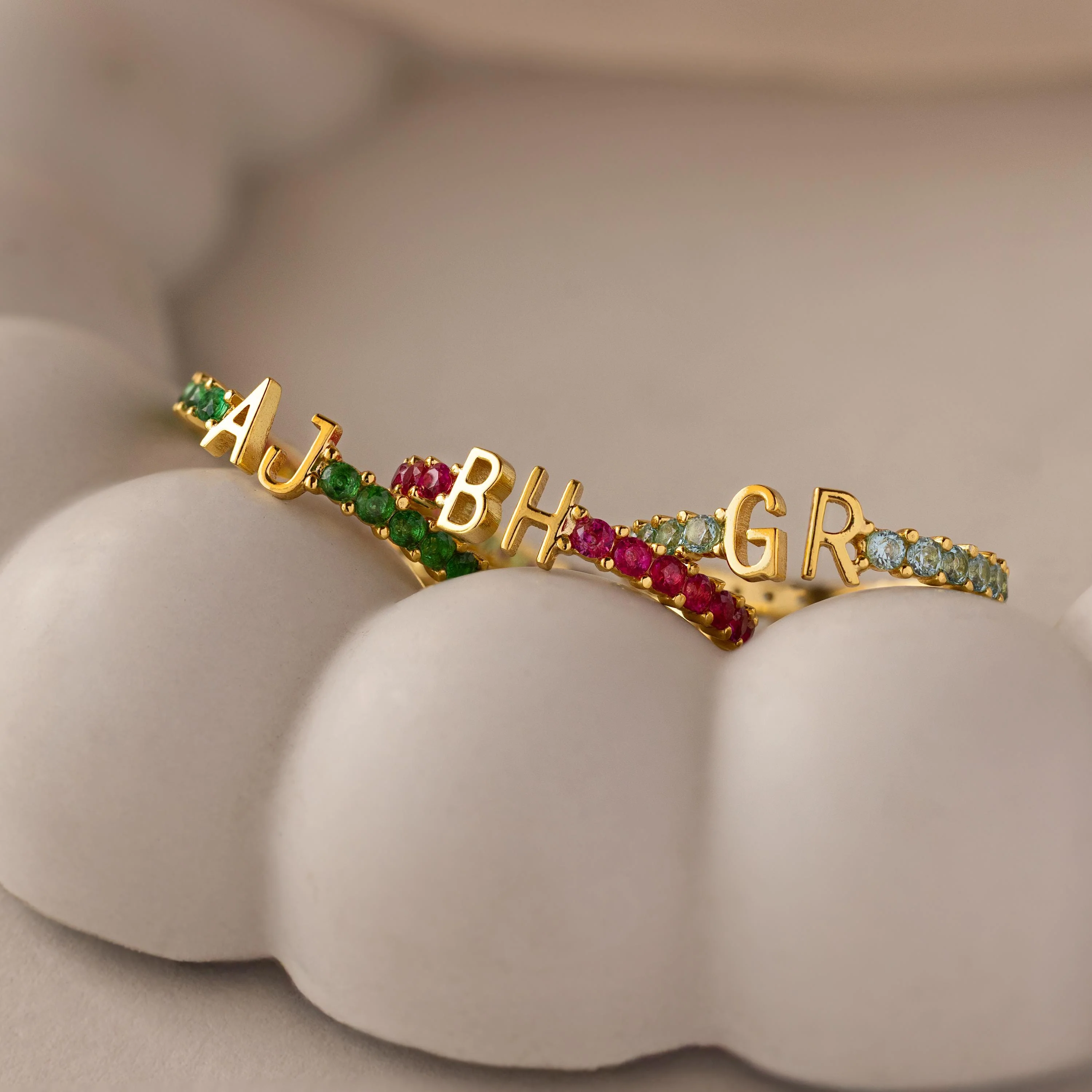 Duo Initial Diamond Tennis Ring - Image 7