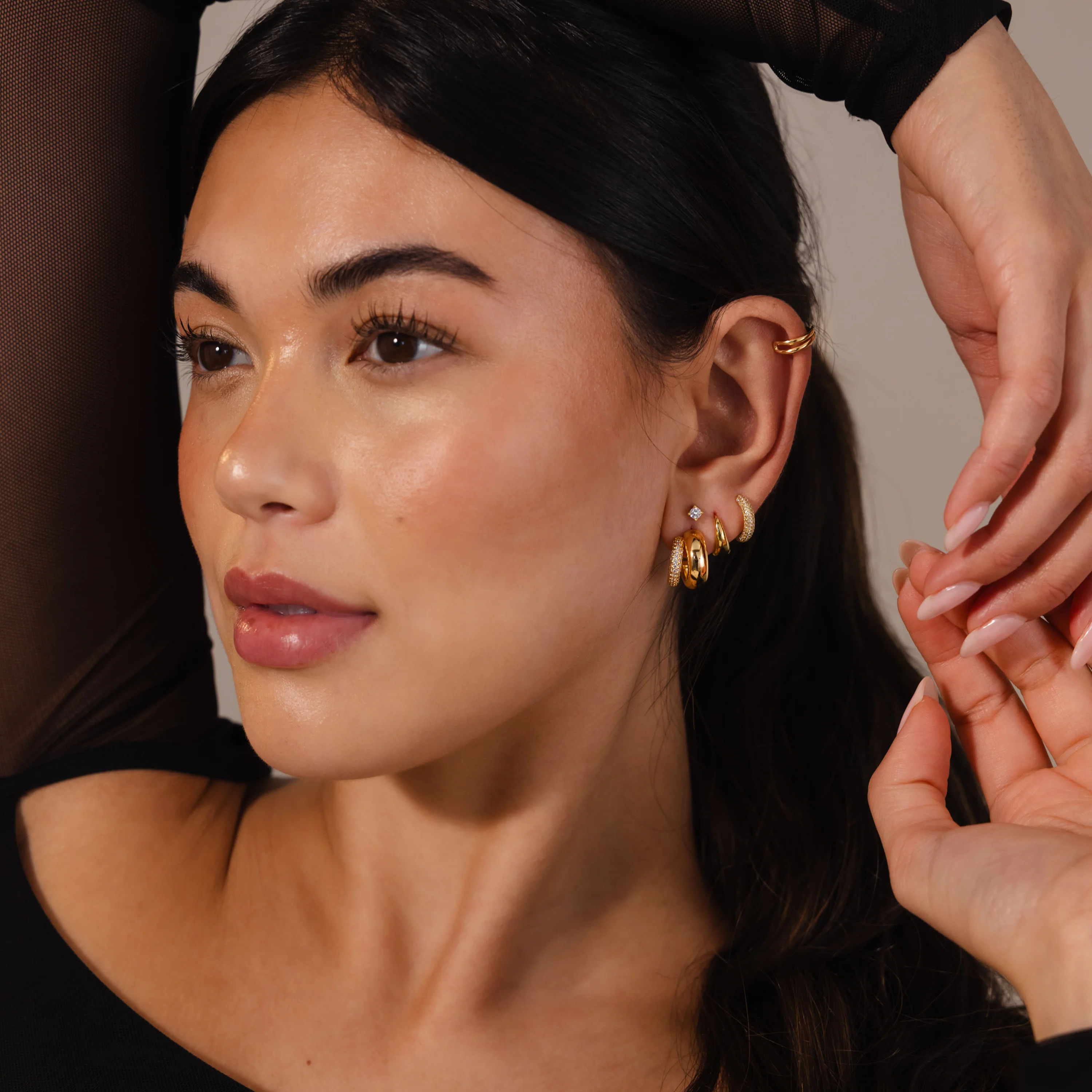 Duo Pave Dome Studs in Mixed Metal - Image 6