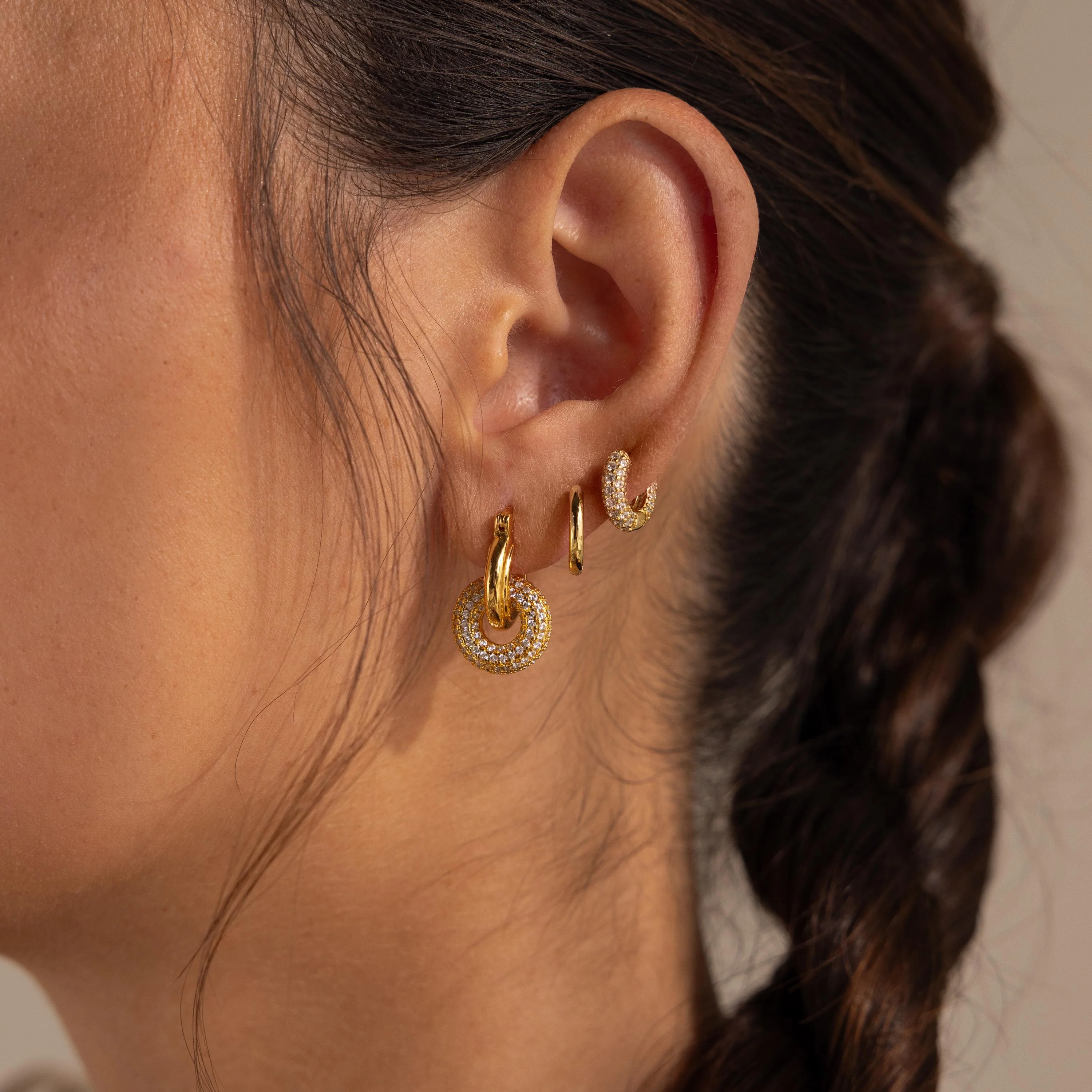 Duo Pave Link Hoops in 18K Gold - Image 7