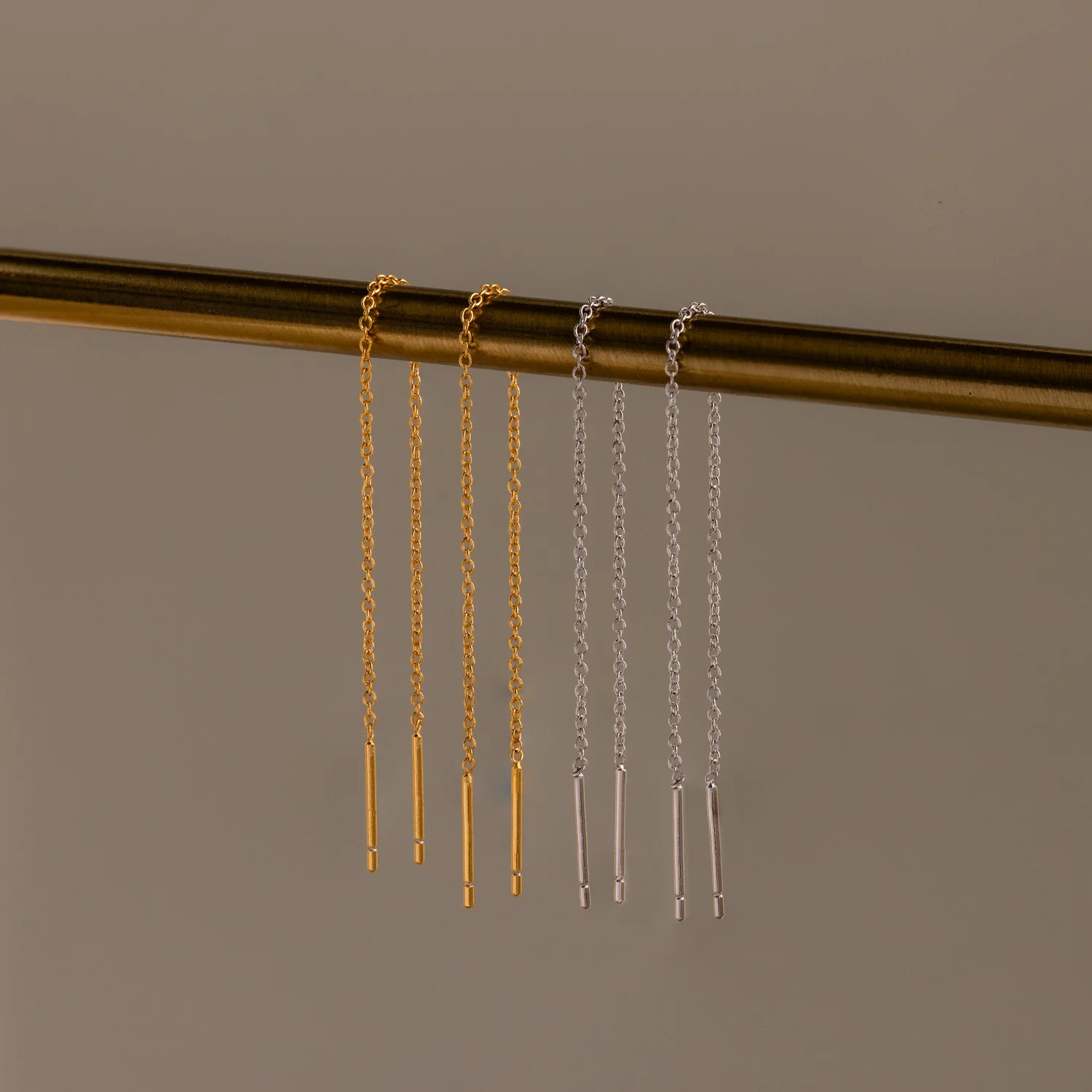 Essential Threader Earrings in Silver - Image 5