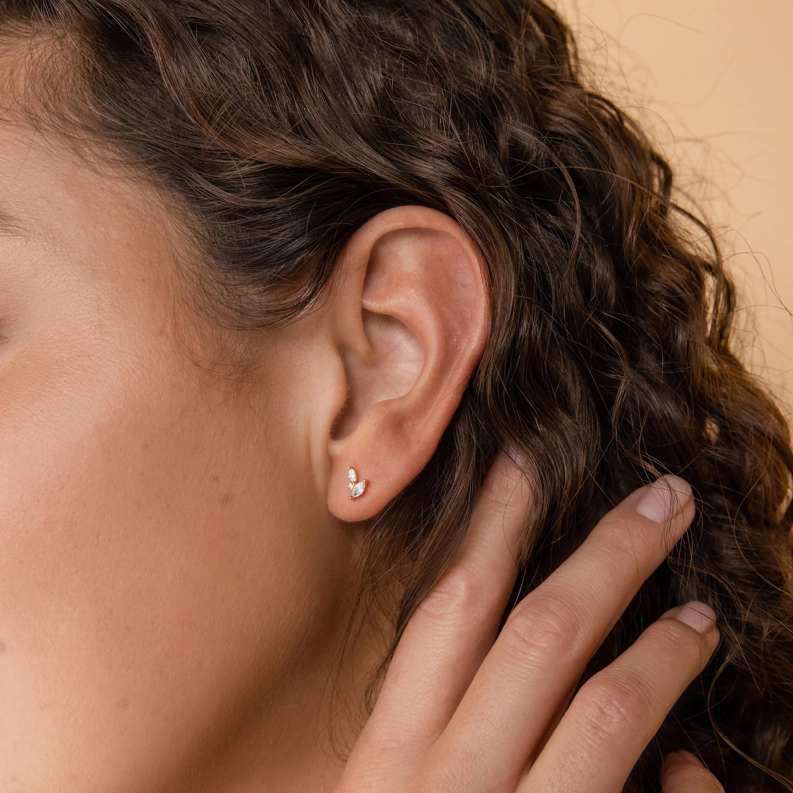 Flora Marquise Studs in Silver - Image 6