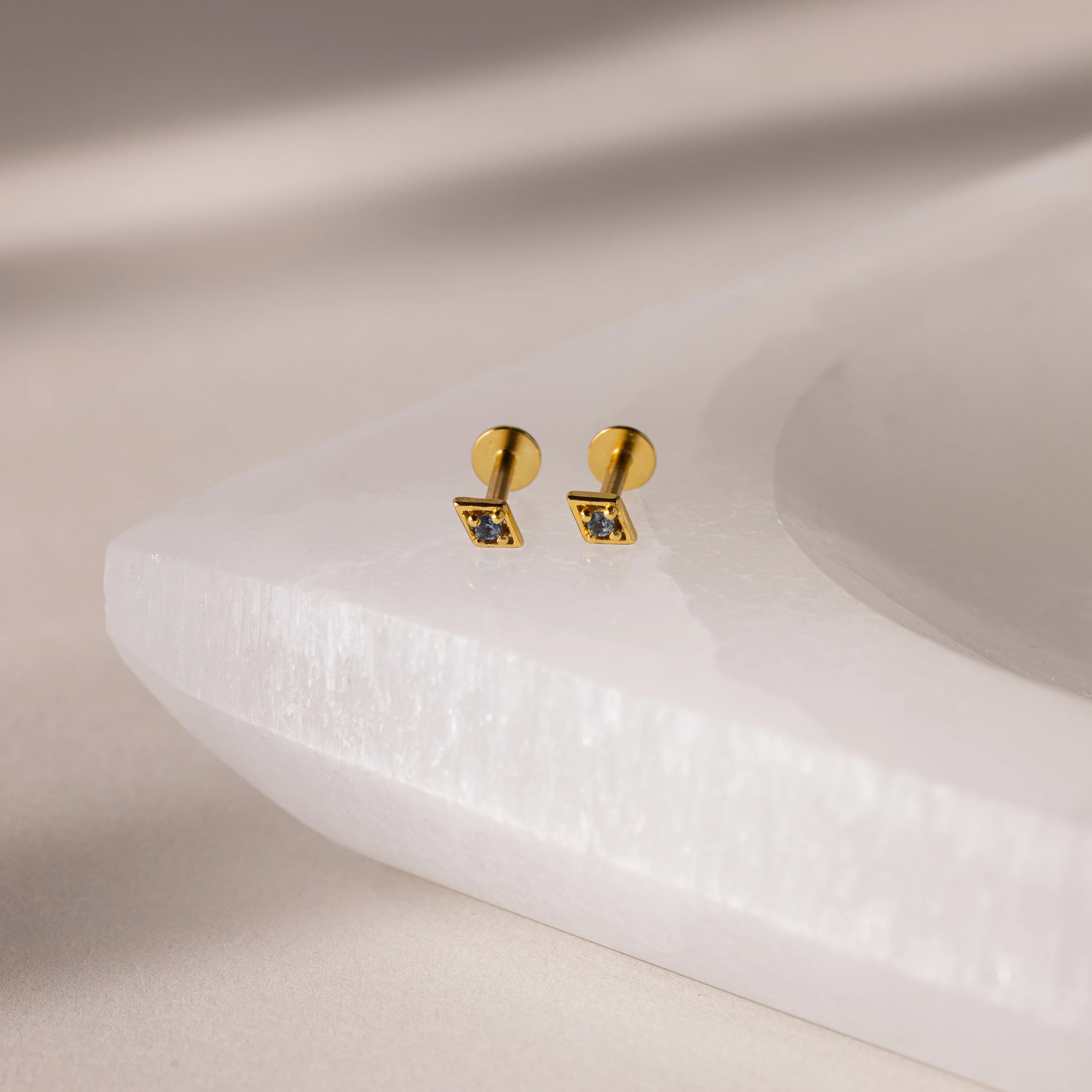 Geometric Aquamarine Flat Back Studs