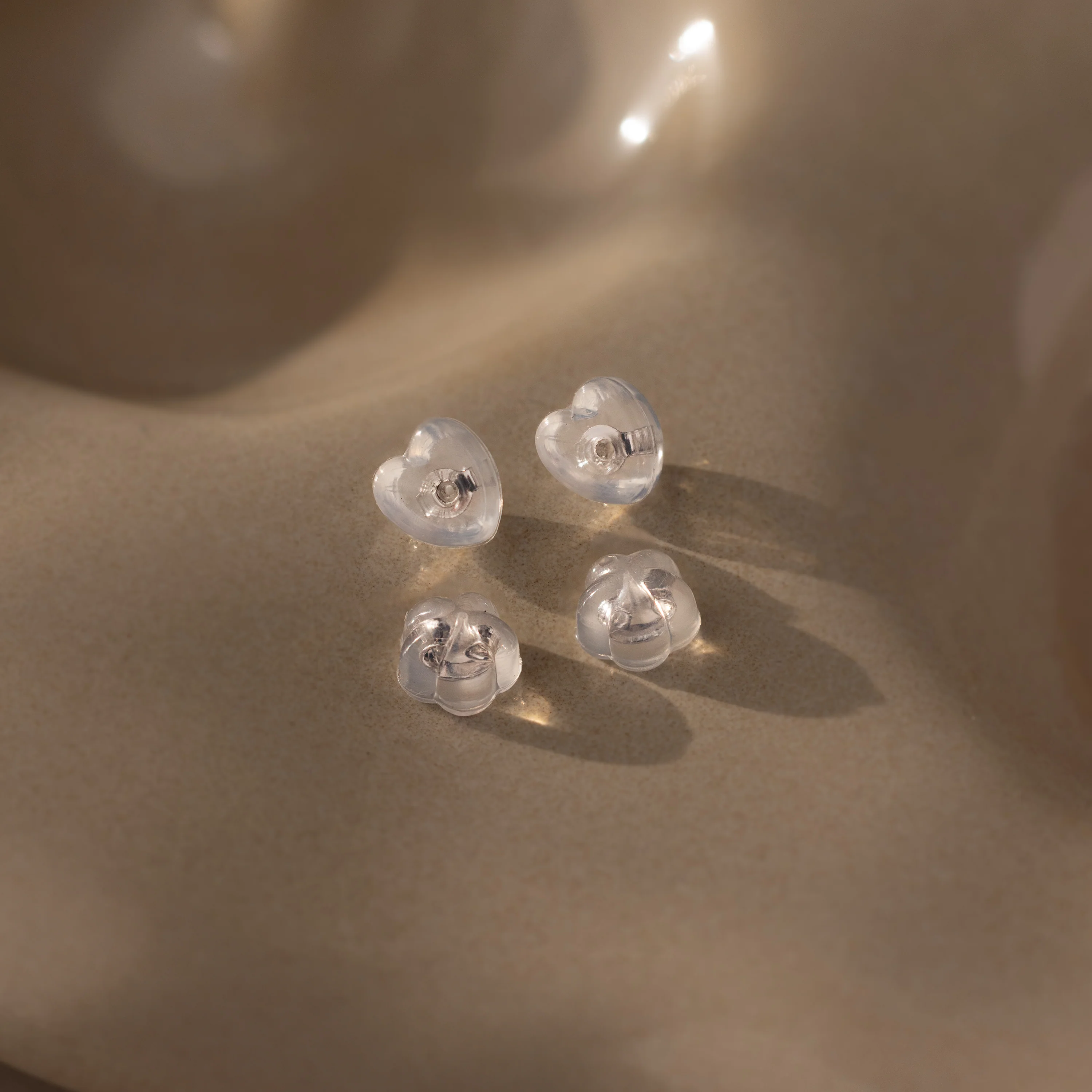 Heart & Flower Earring Backs in Silver - Image 3