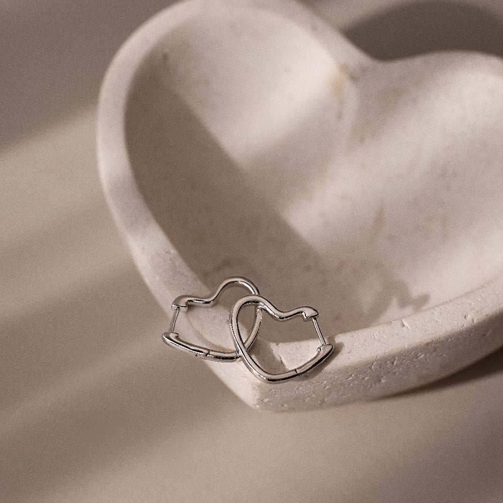 Heart Hoops in Silver - Image 3