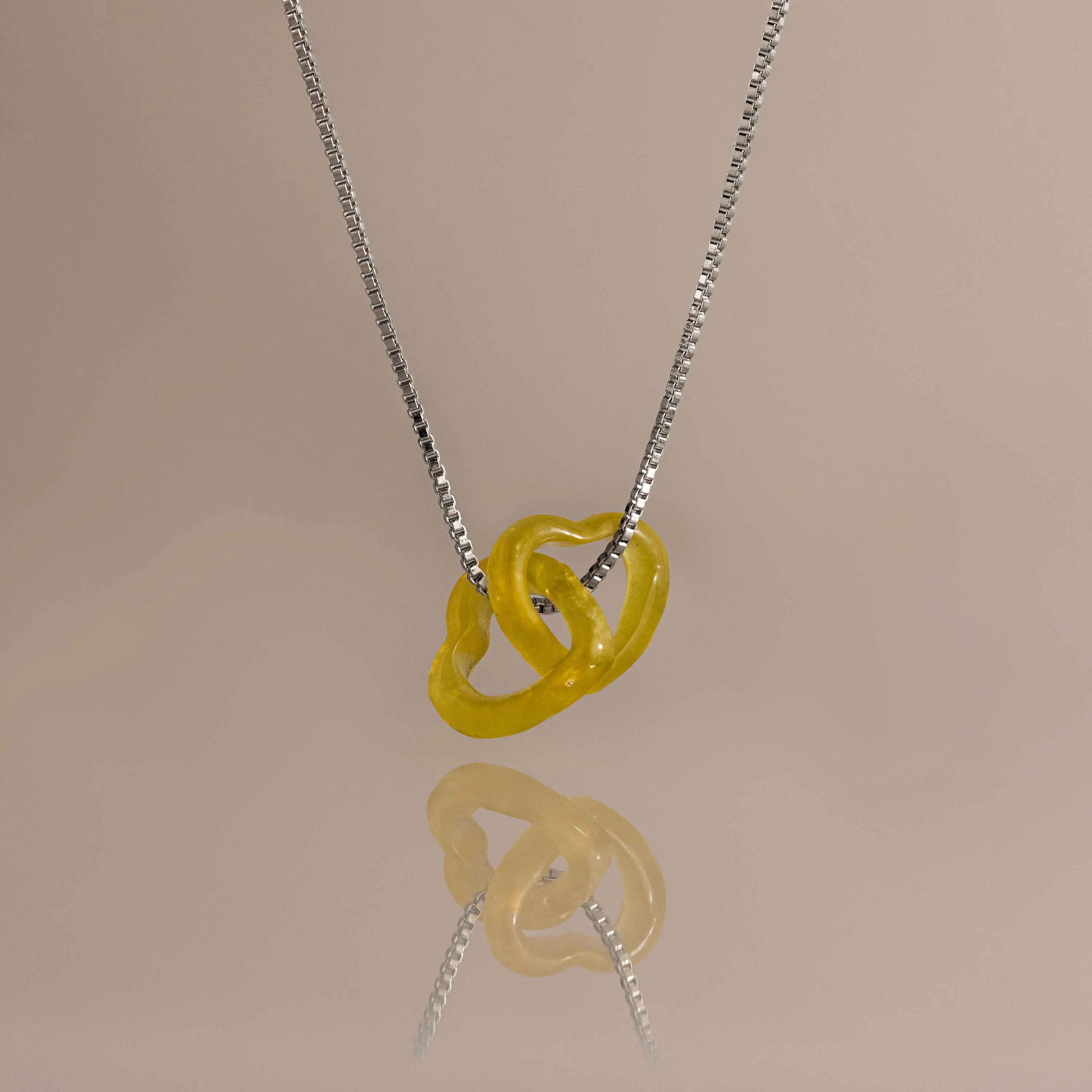 Interlocking Jade Heart Necklace in Silver - Image 9
