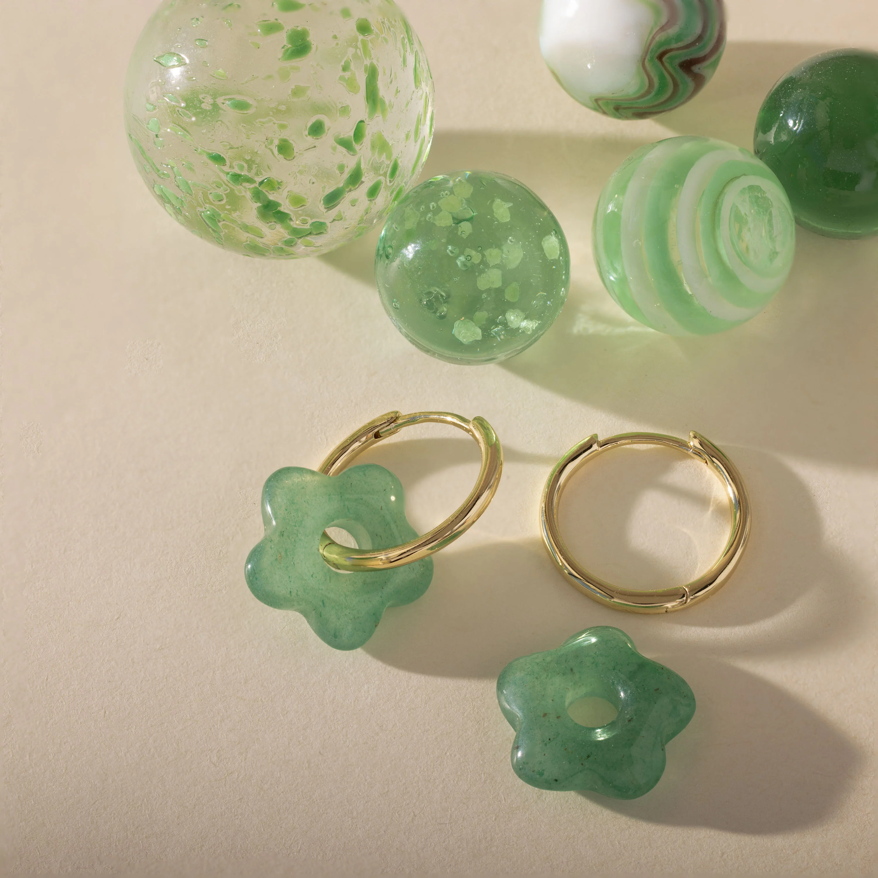 Jade Flower Hoops - Image 9