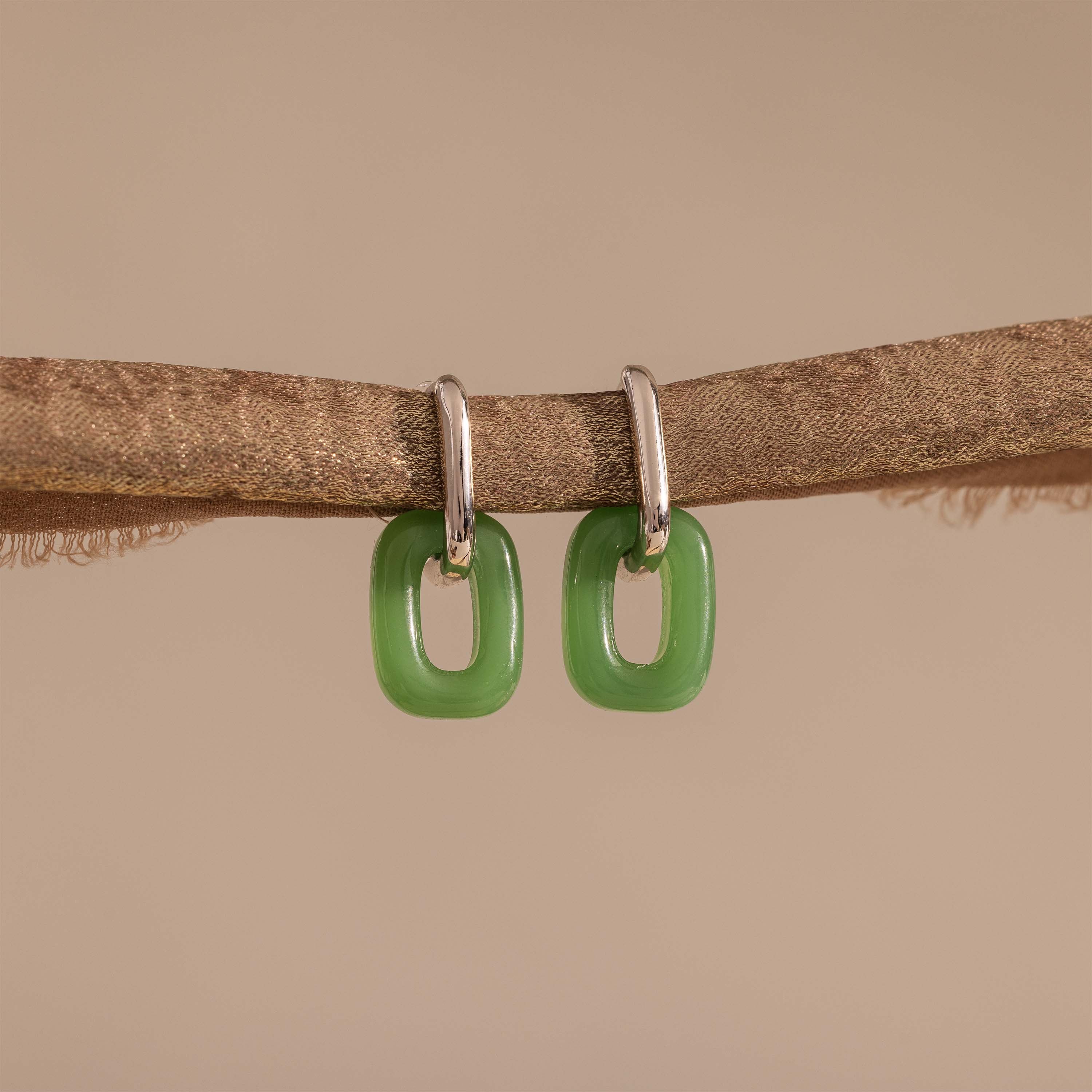 Jade Link Drop Hoops - Image 5