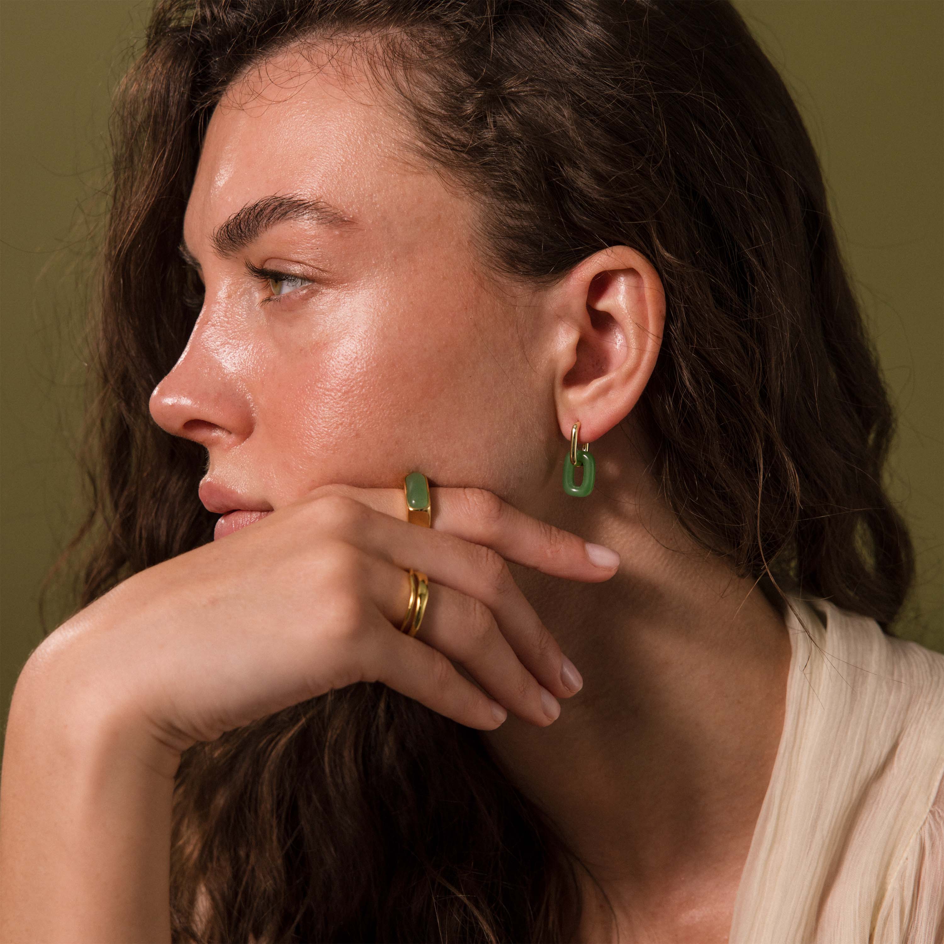 Jade Link Drop Hoops - Image 8
