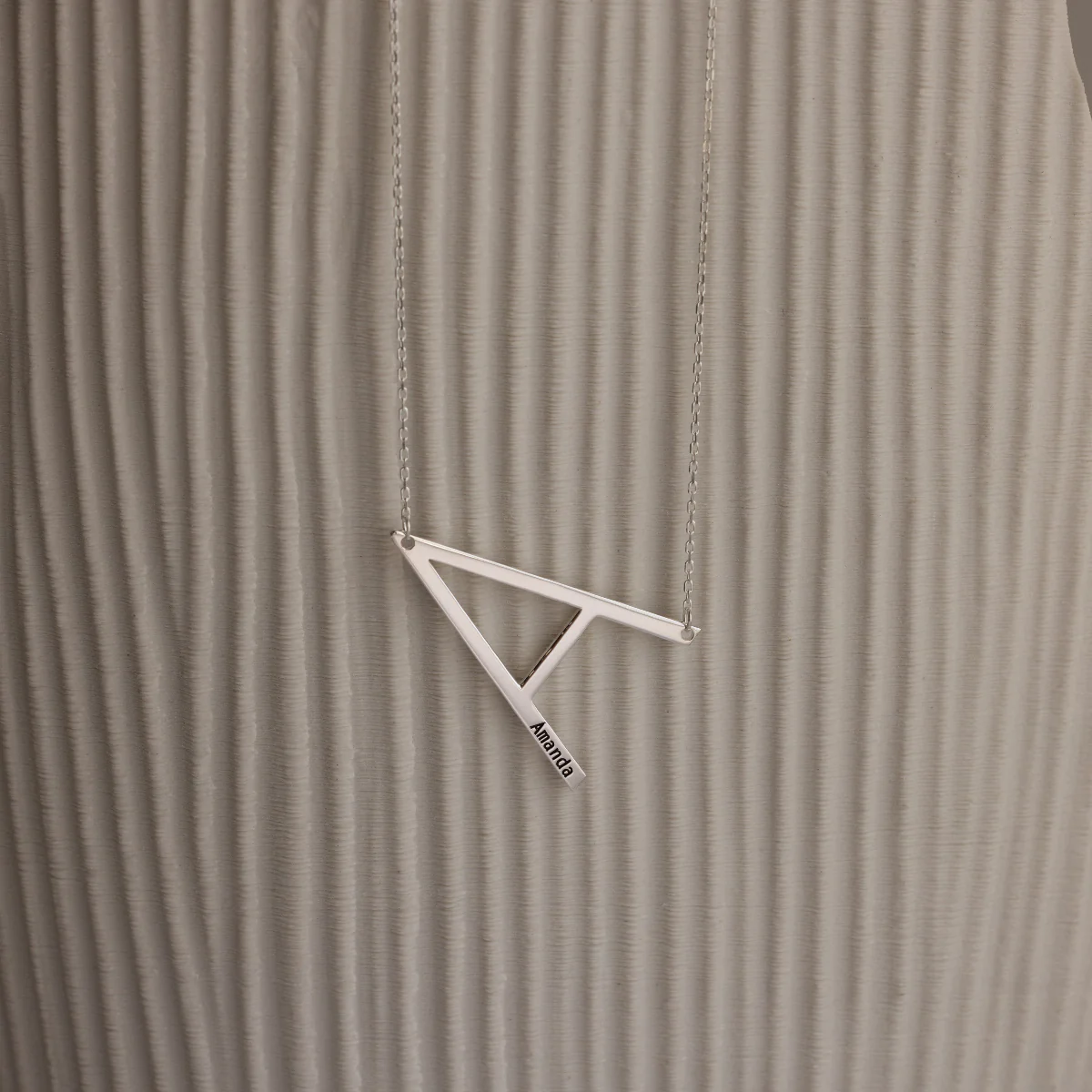 Large Sideways Initial Necklace in Silver