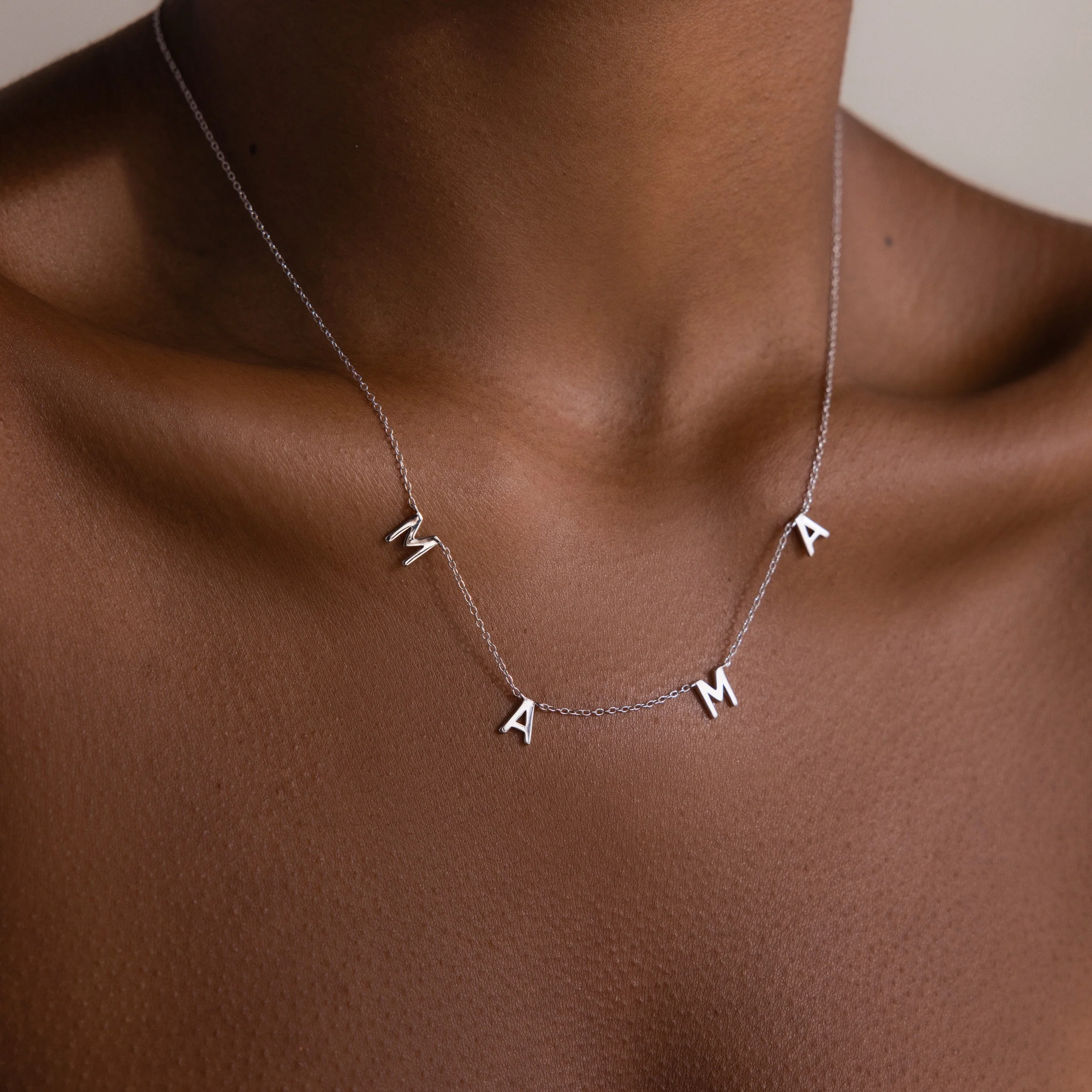 Mama Letter Necklace in Silver - Image 2