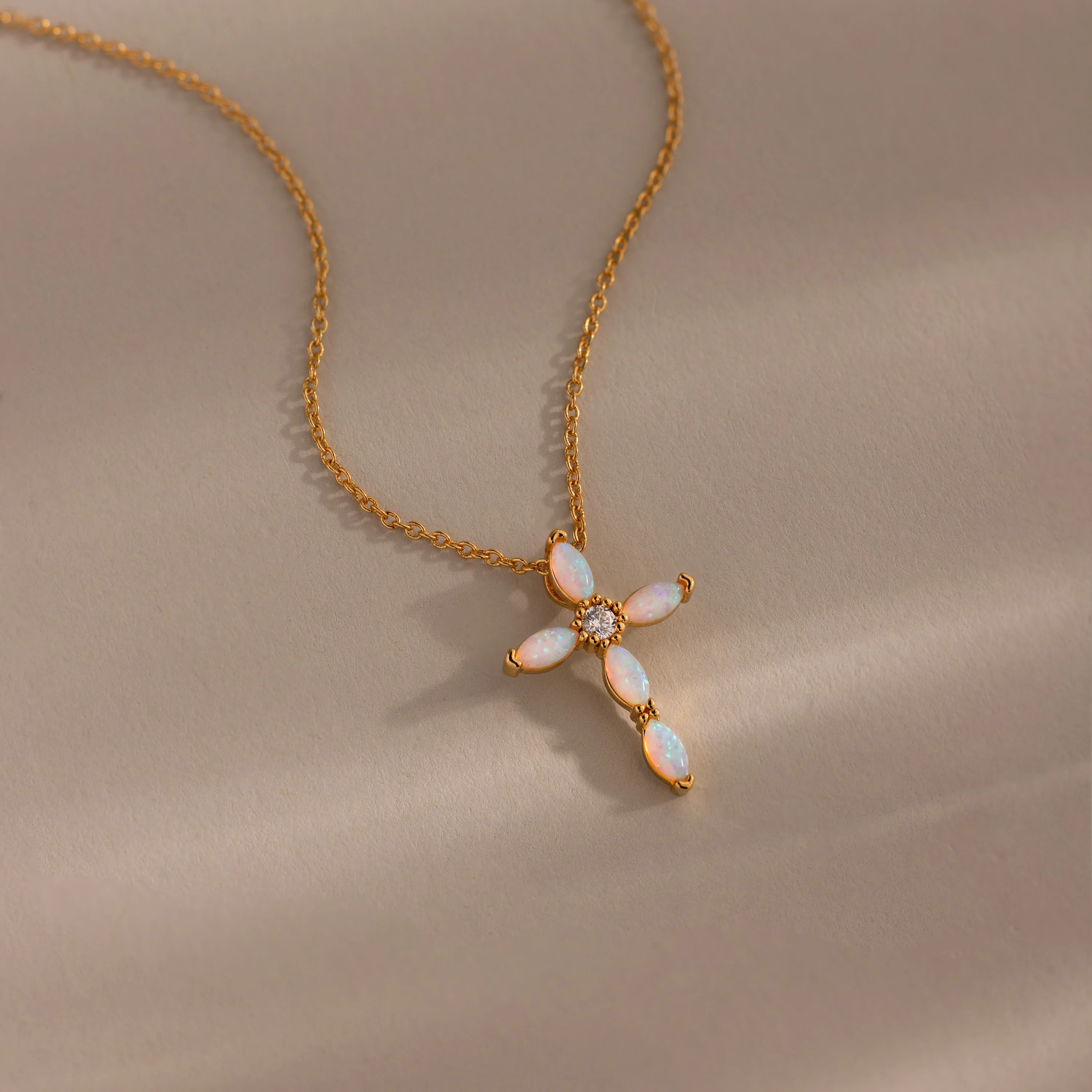 Marquise Gemstone Cross Necklace - Image 6