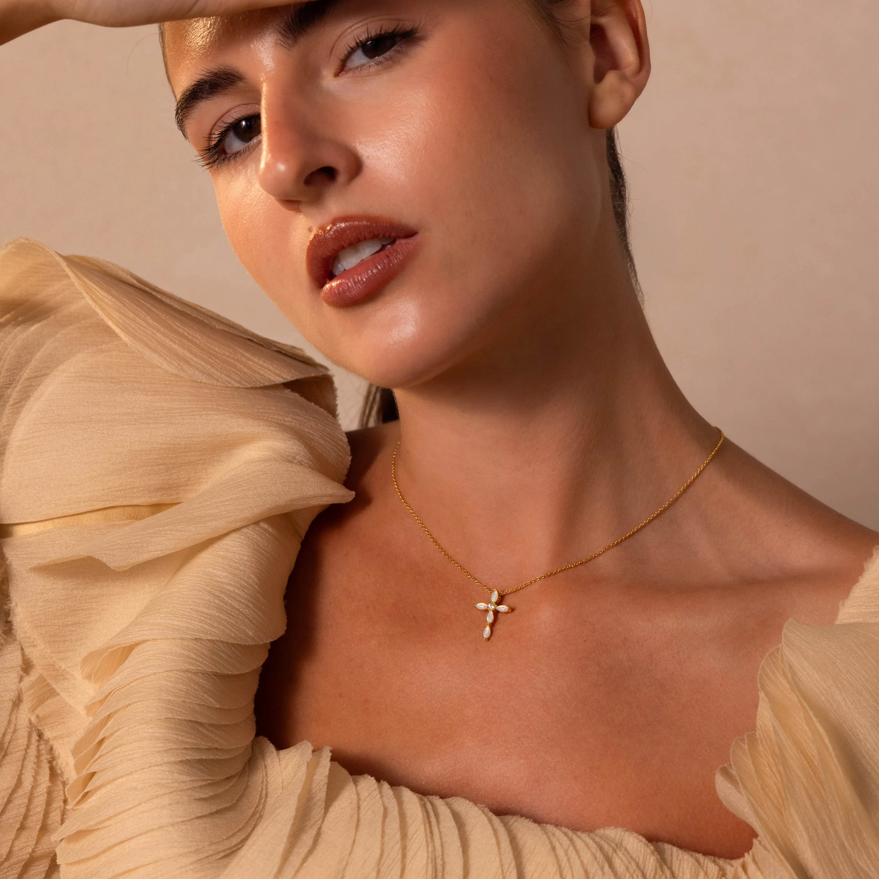 Marquise Gemstone Cross Necklace - Image 8