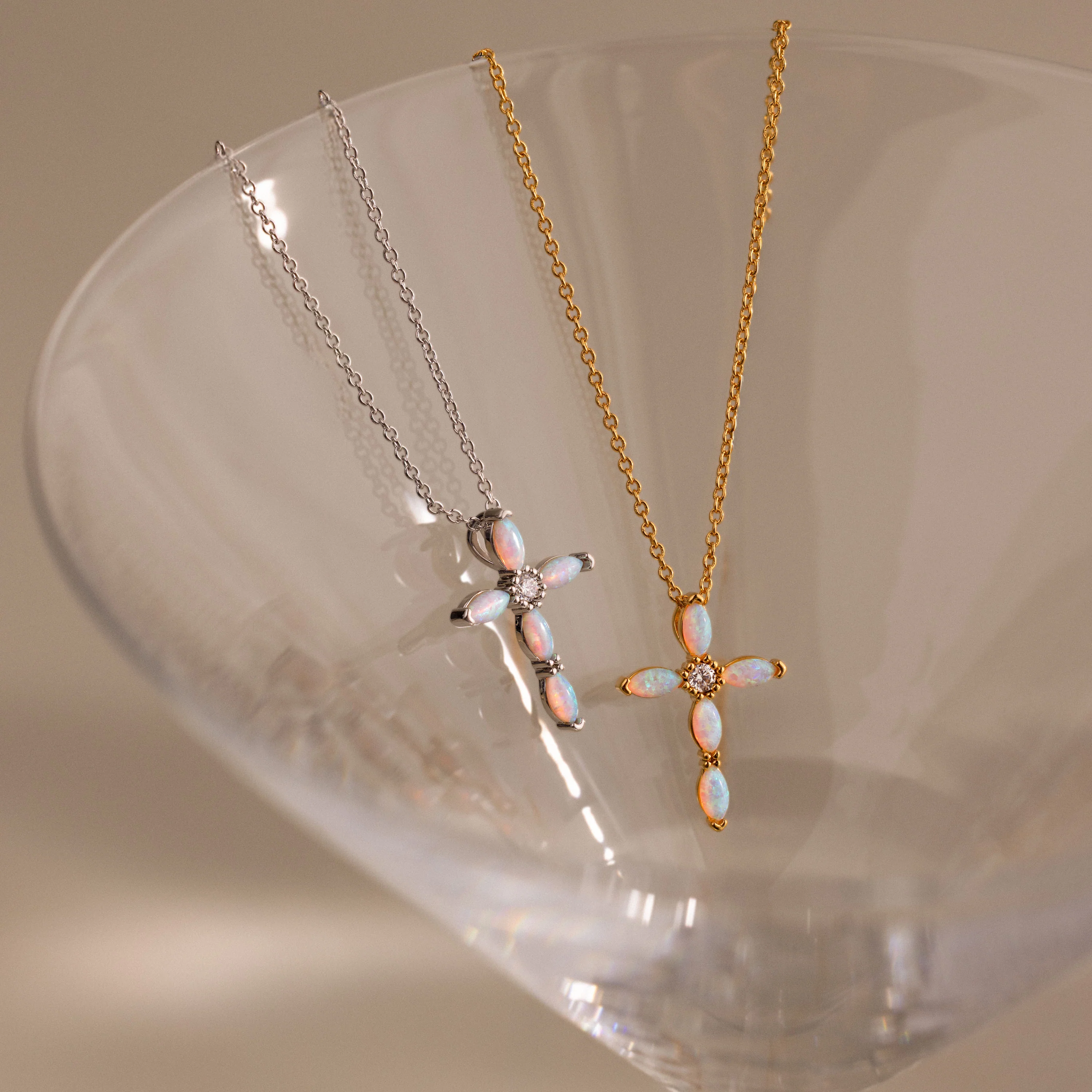 Marquise Opal Cross Necklace - Image 3