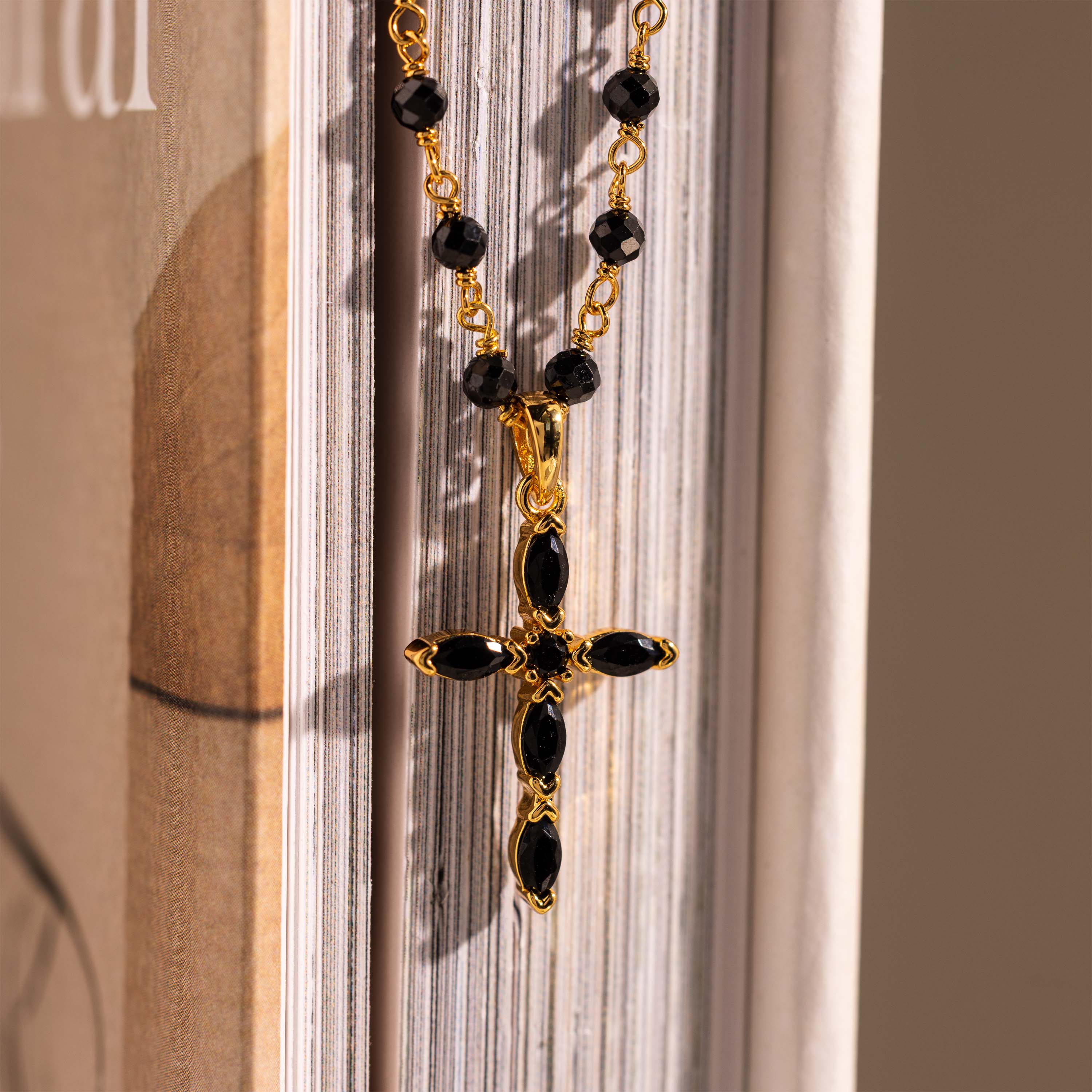 Midnight Cross Necklace in 18K Gold - Image 3