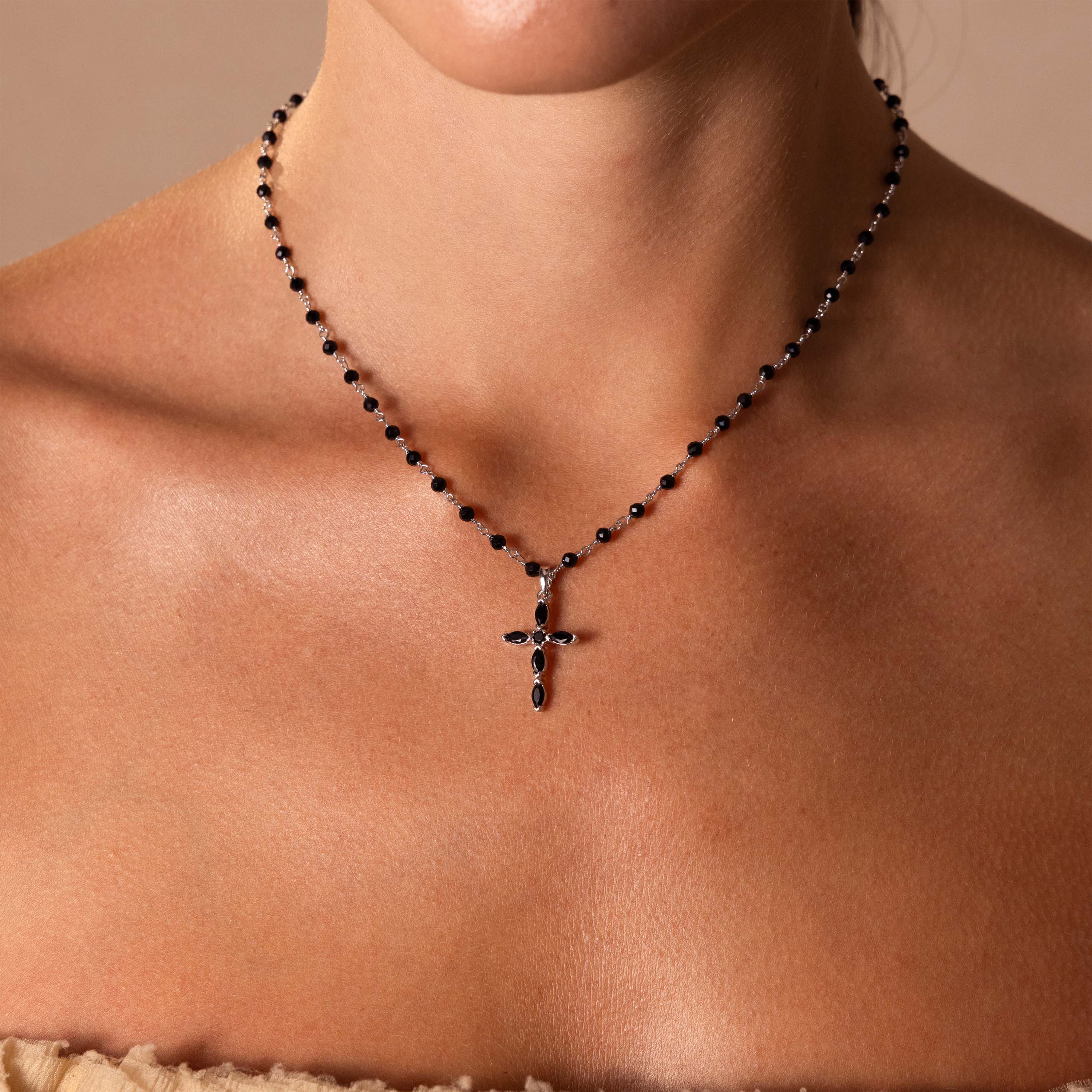 Midnight Cross Necklace in Silver - Image 2