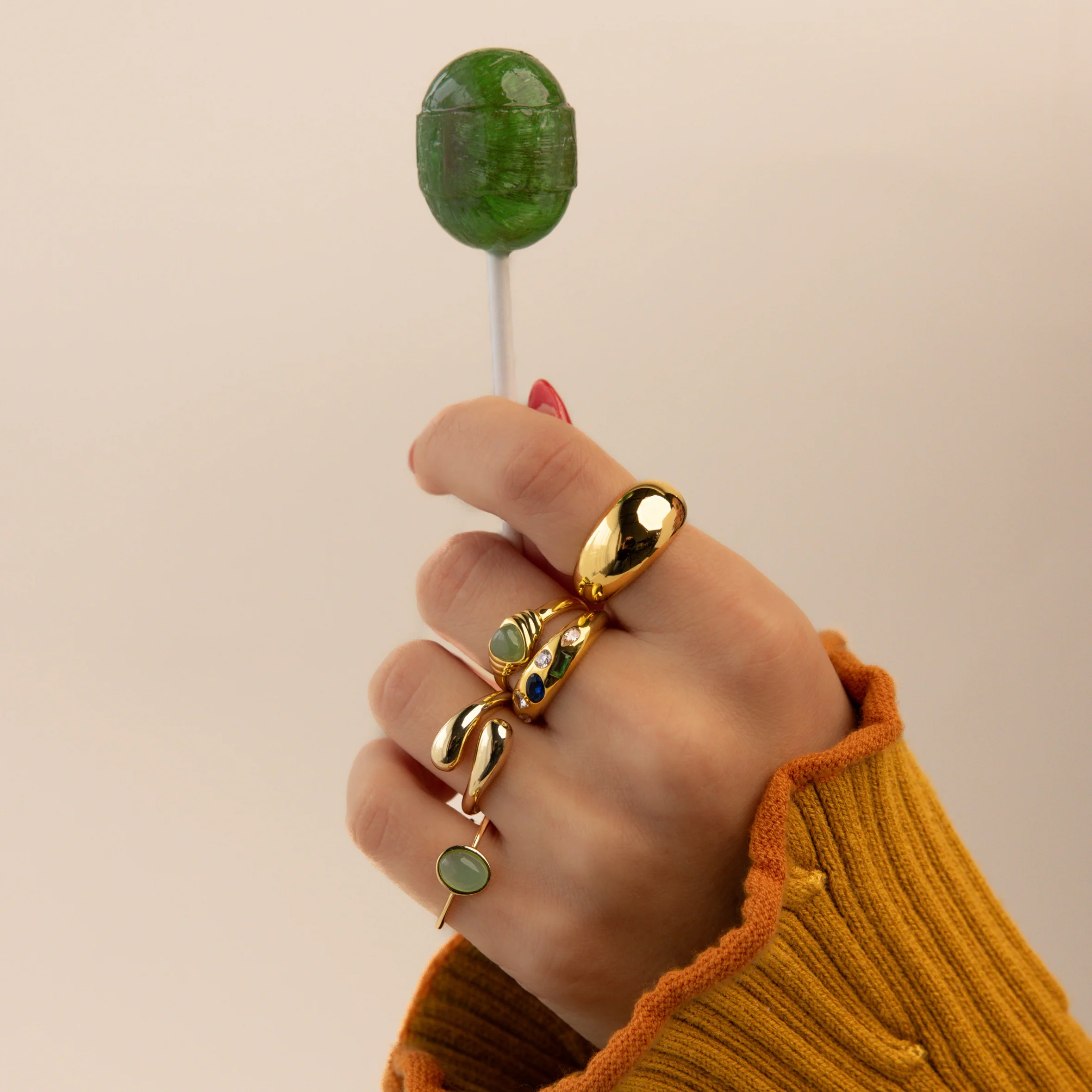 Mixed Birthstone Dome Ring - Image 6
