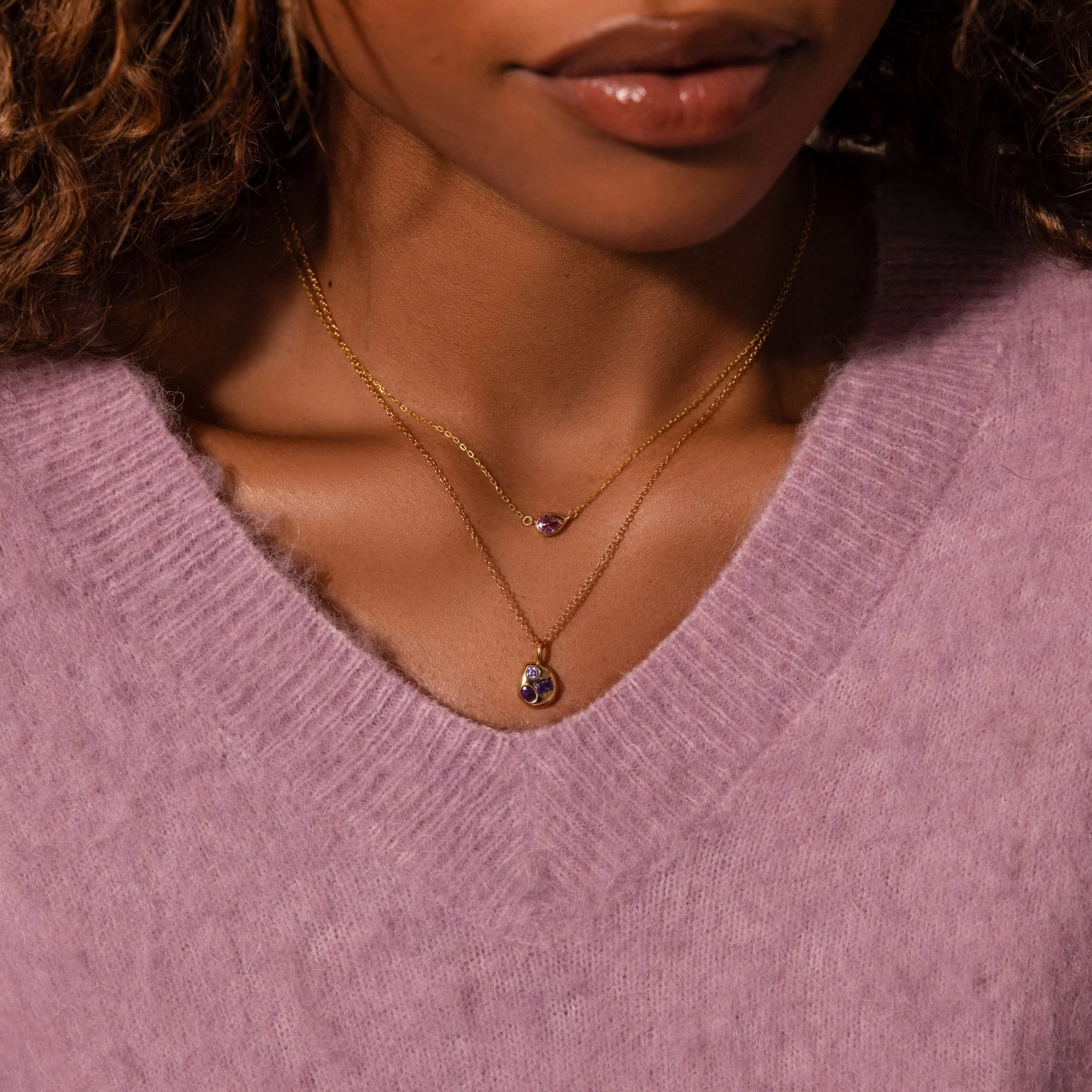 Mixed Blue Zircon Capsule Necklace - Image 4