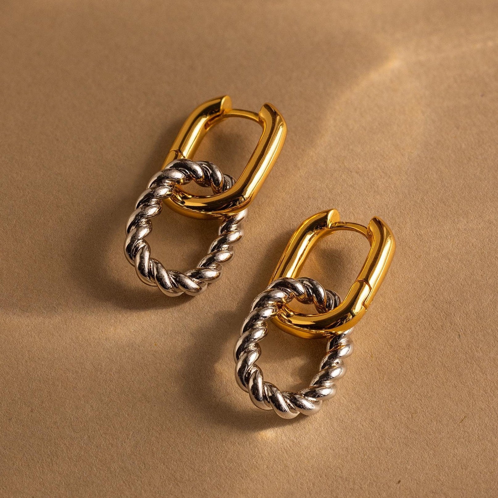 Mixed Metal Link Hoops - Image 8