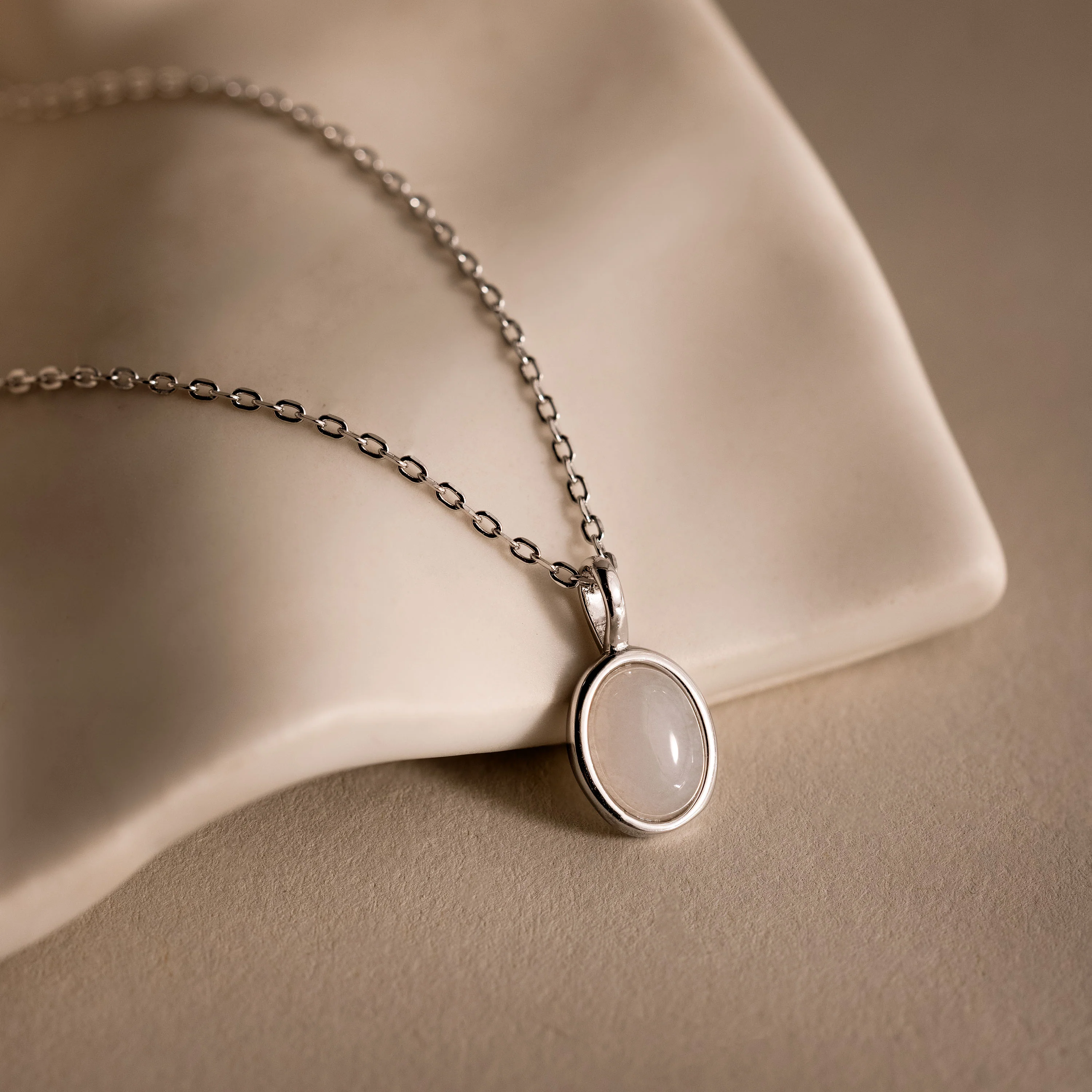 Moonstone Pendant Necklace in Silver - Image 3