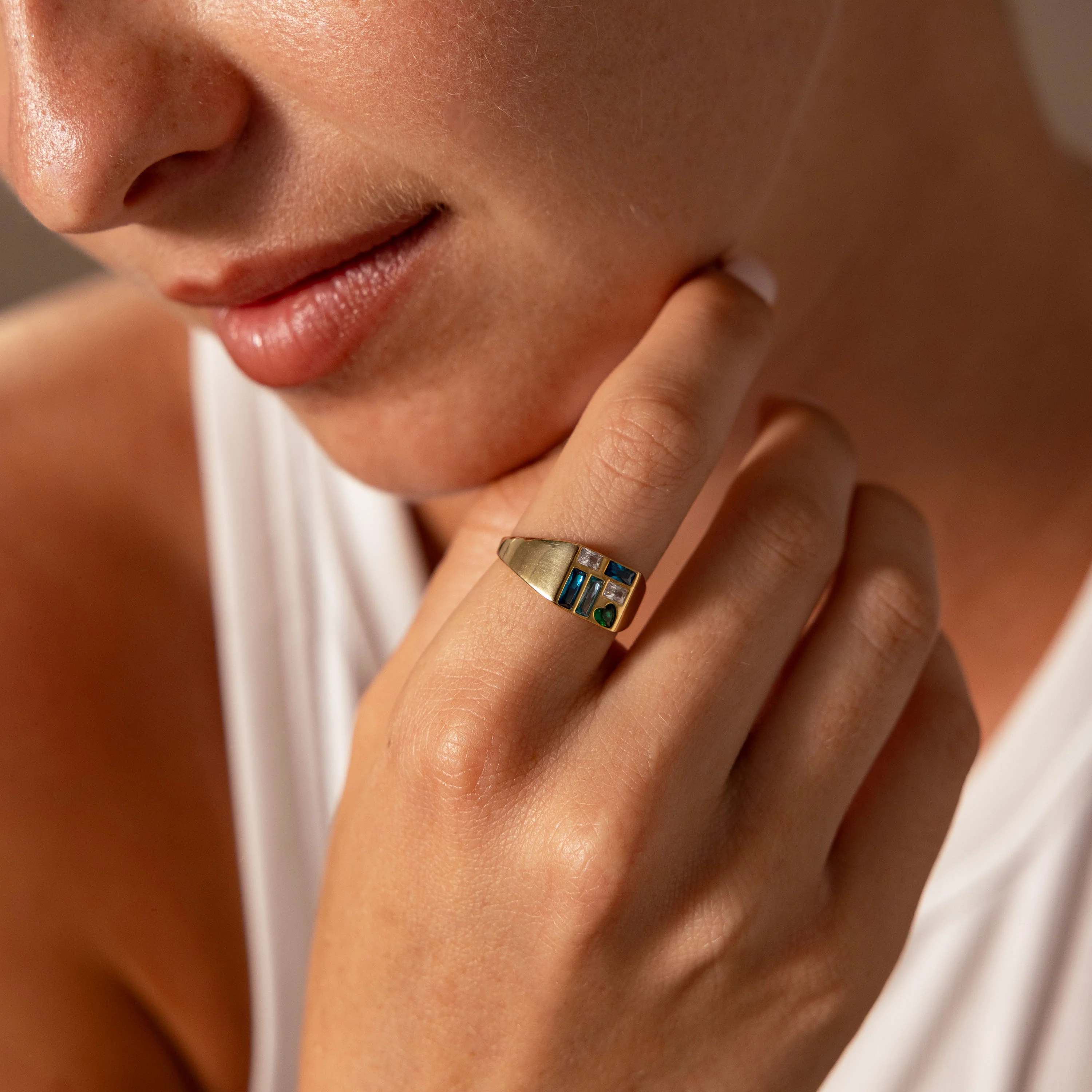 Mosaic Birthstone Signet Ring - Image 3