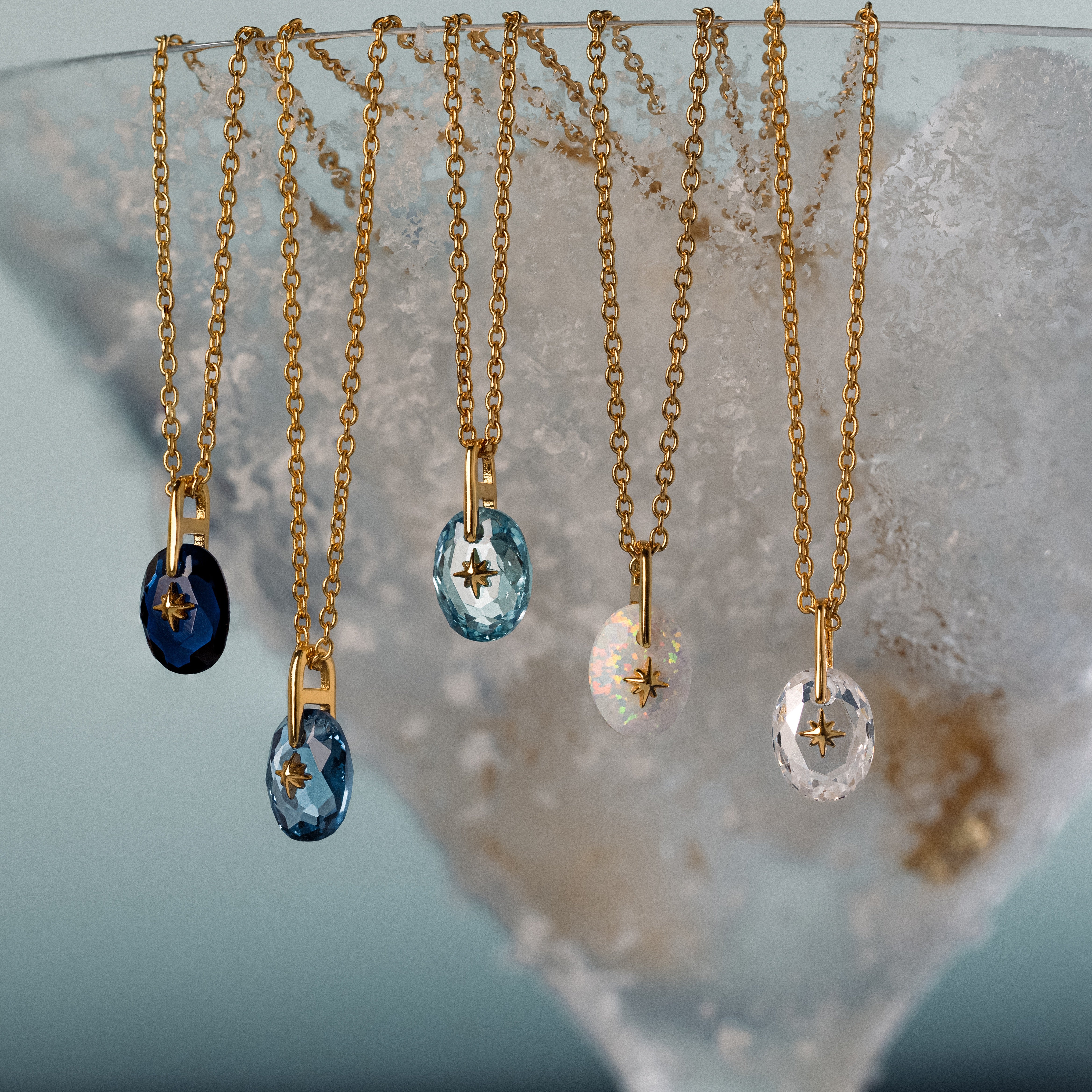 North Star Birthstone Signet Necklace in Blue Zircon - Image 3