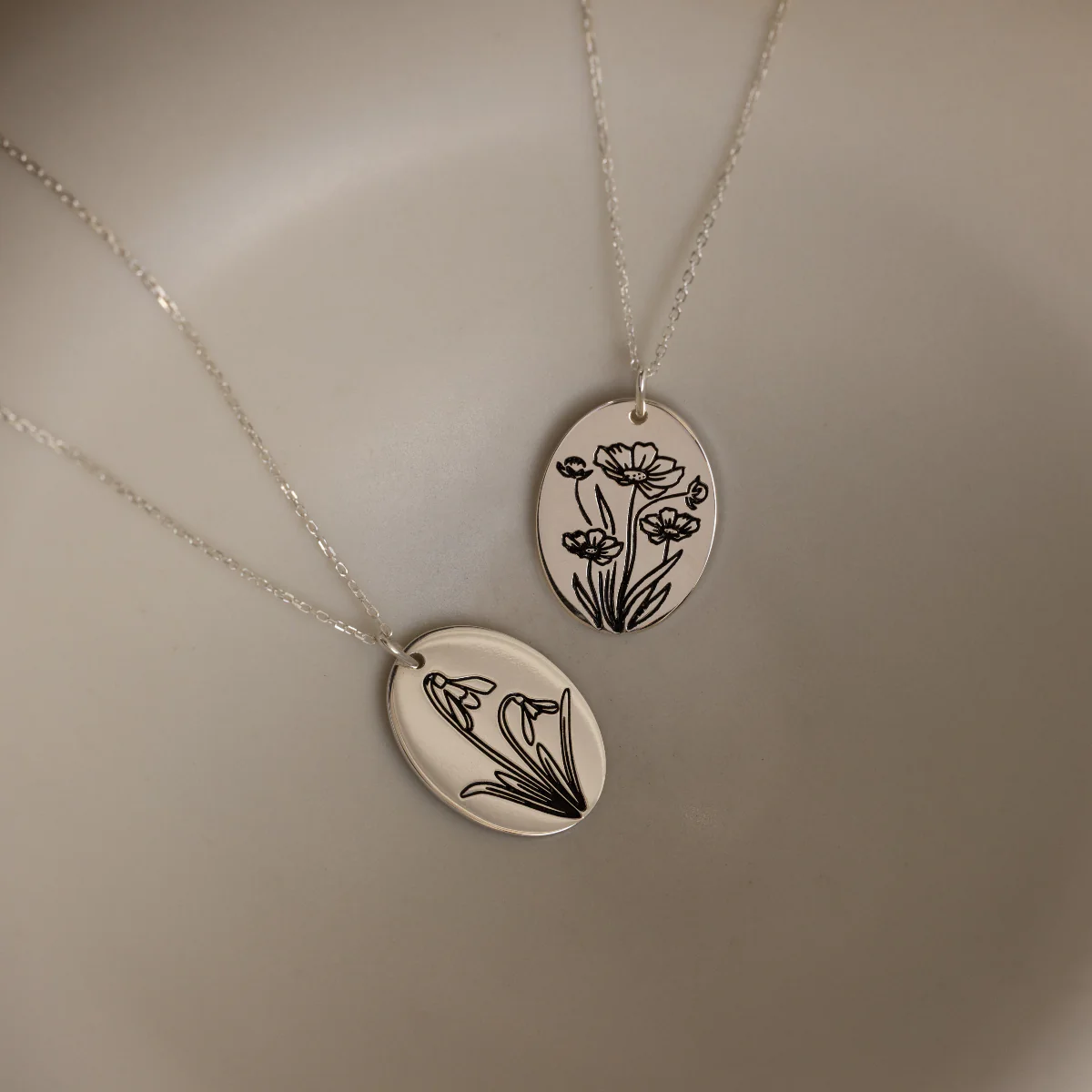 Oval Birth Flower Necklace - Image 3