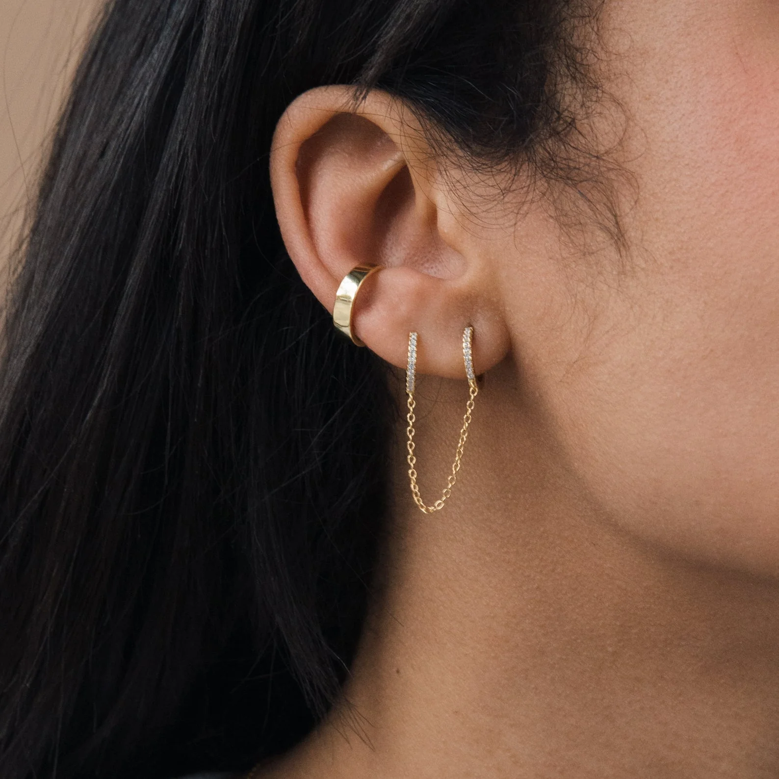 Pave Duo Chain Earring - Image 7