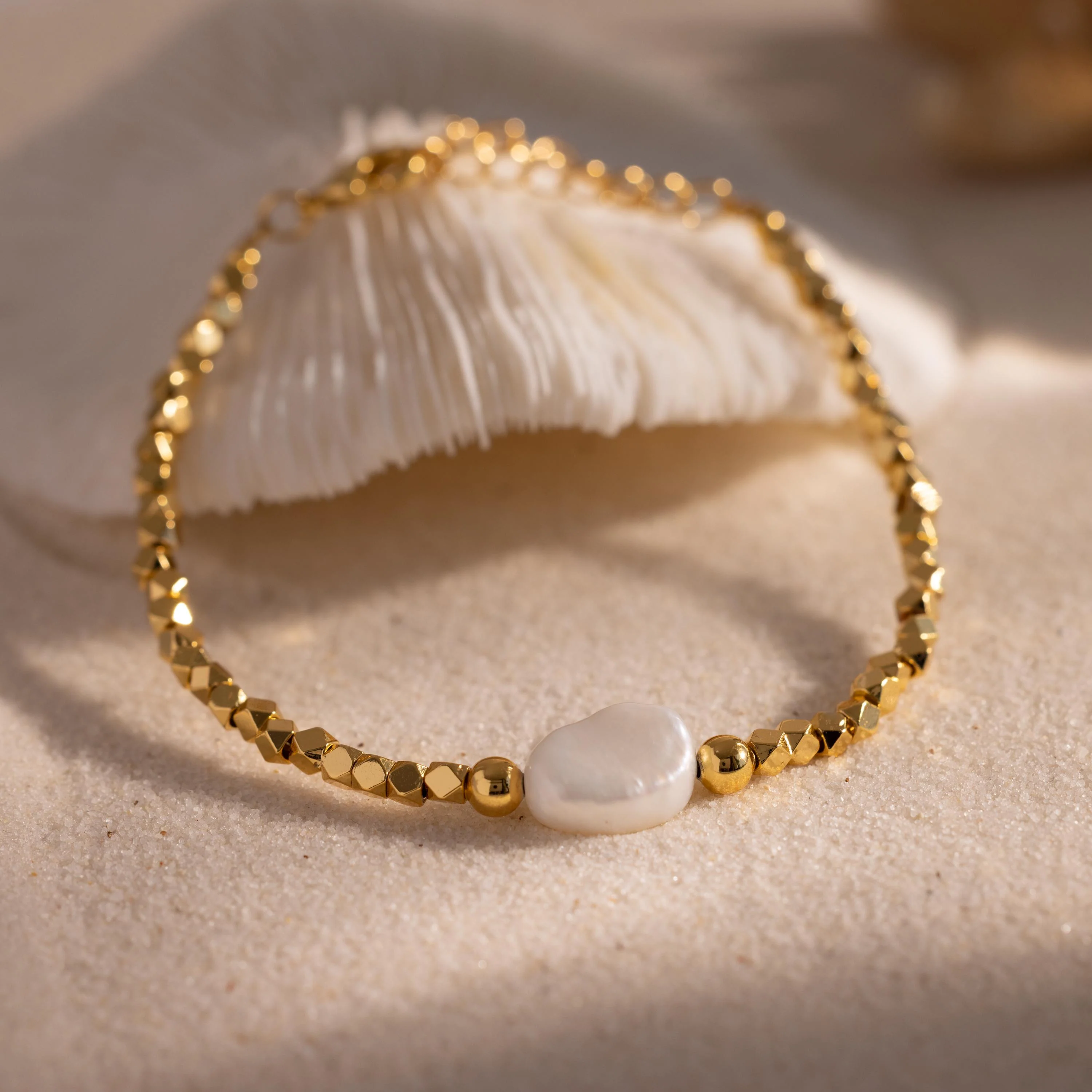 Pearl Charm Beaded Bracelet in 18K Gold - Image 6