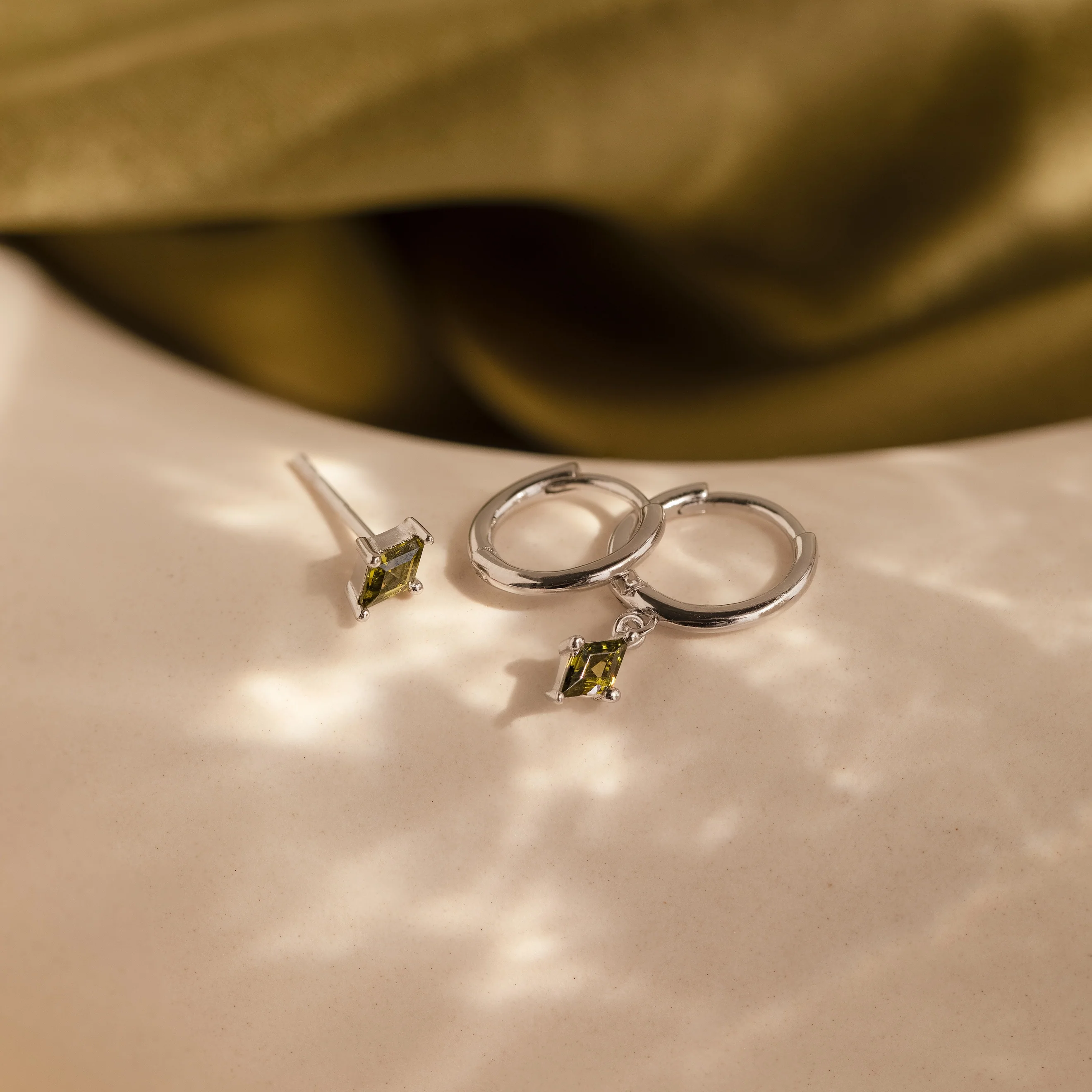 Peridot Earrings Set in Silver