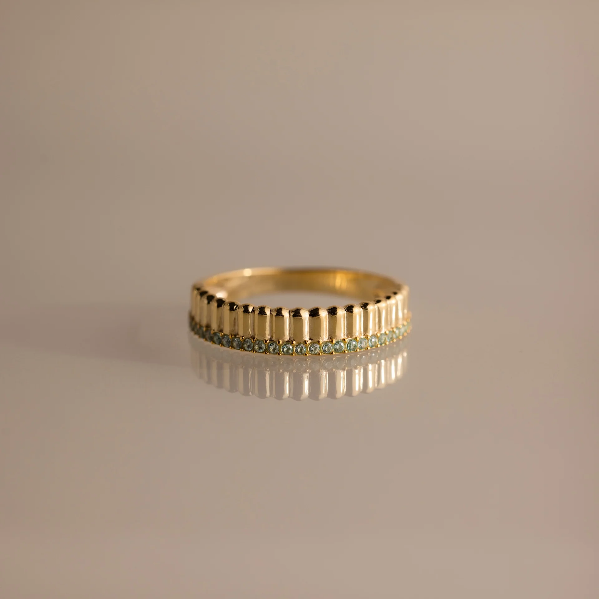 Ribbed Birthstone Stack Ring - Image 4