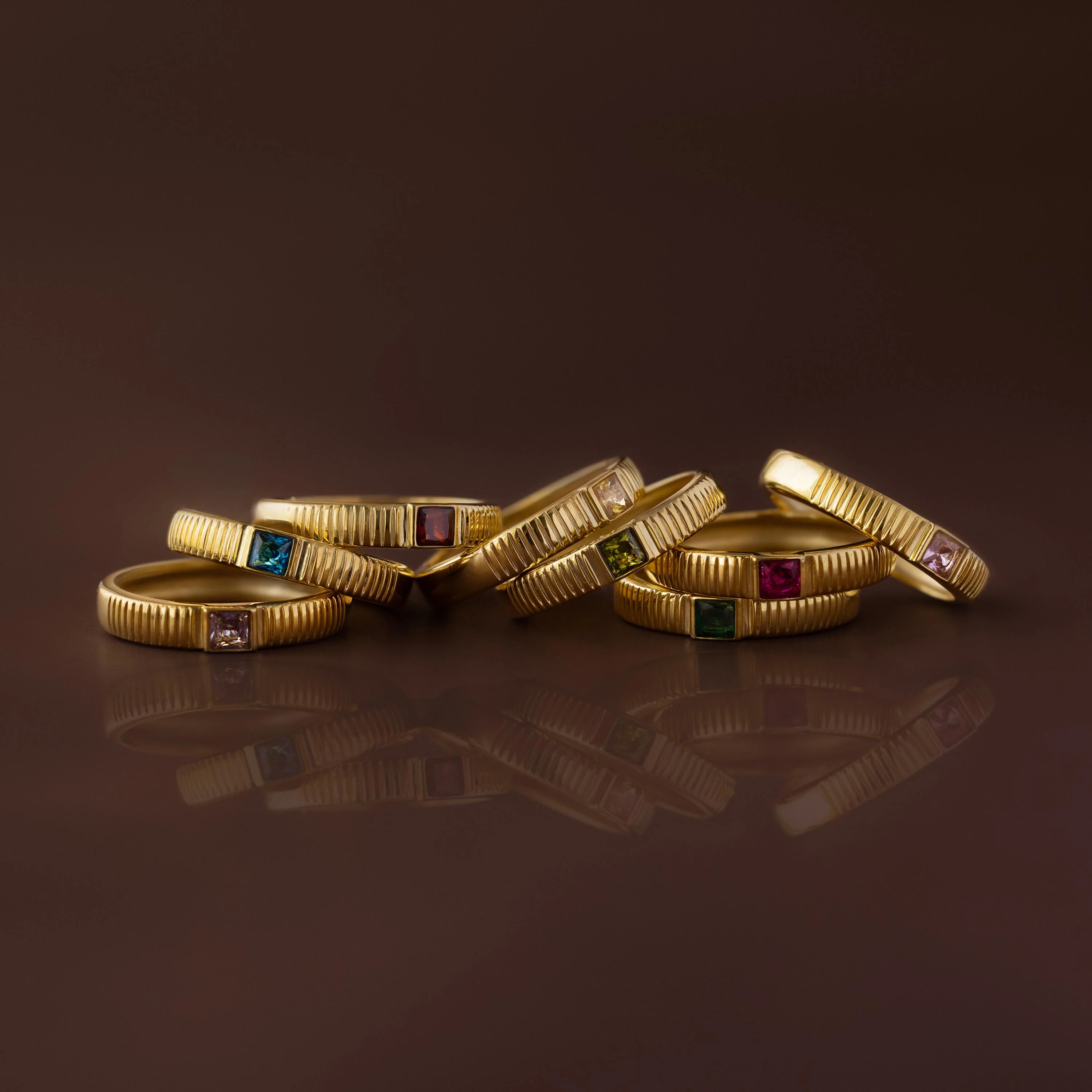 Ribbed Birthstone Band - Image 16