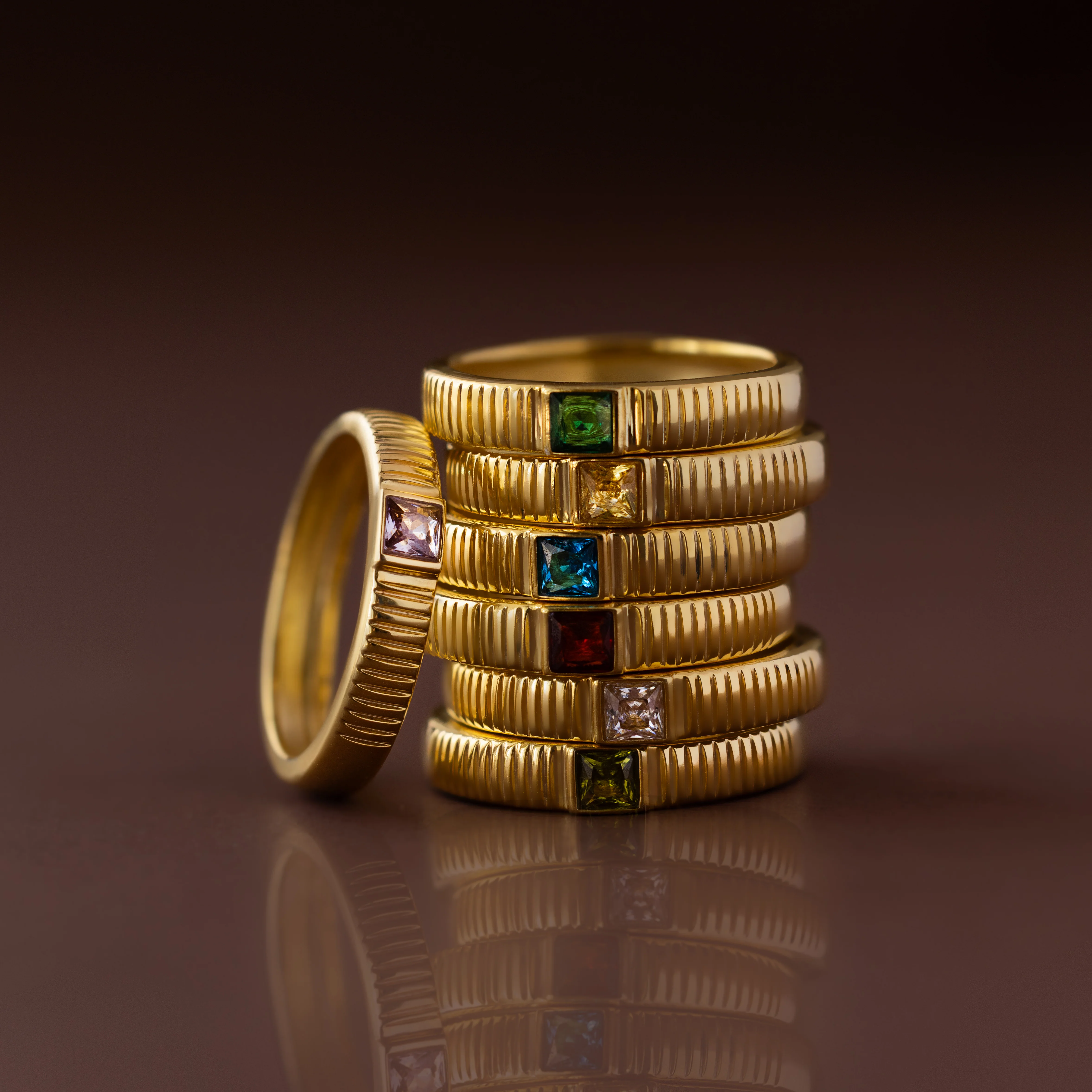 Ribbed Birthstone Band - Image 9