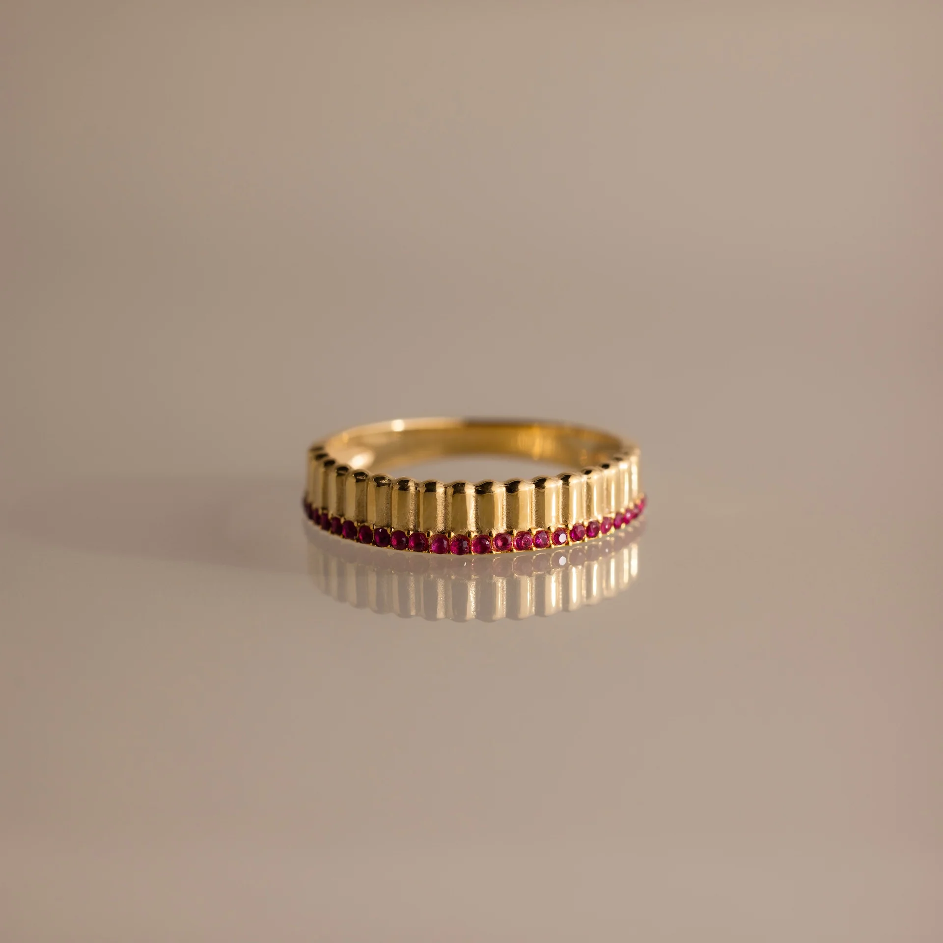 Ribbed Birthstone Stack Ring - Image 8