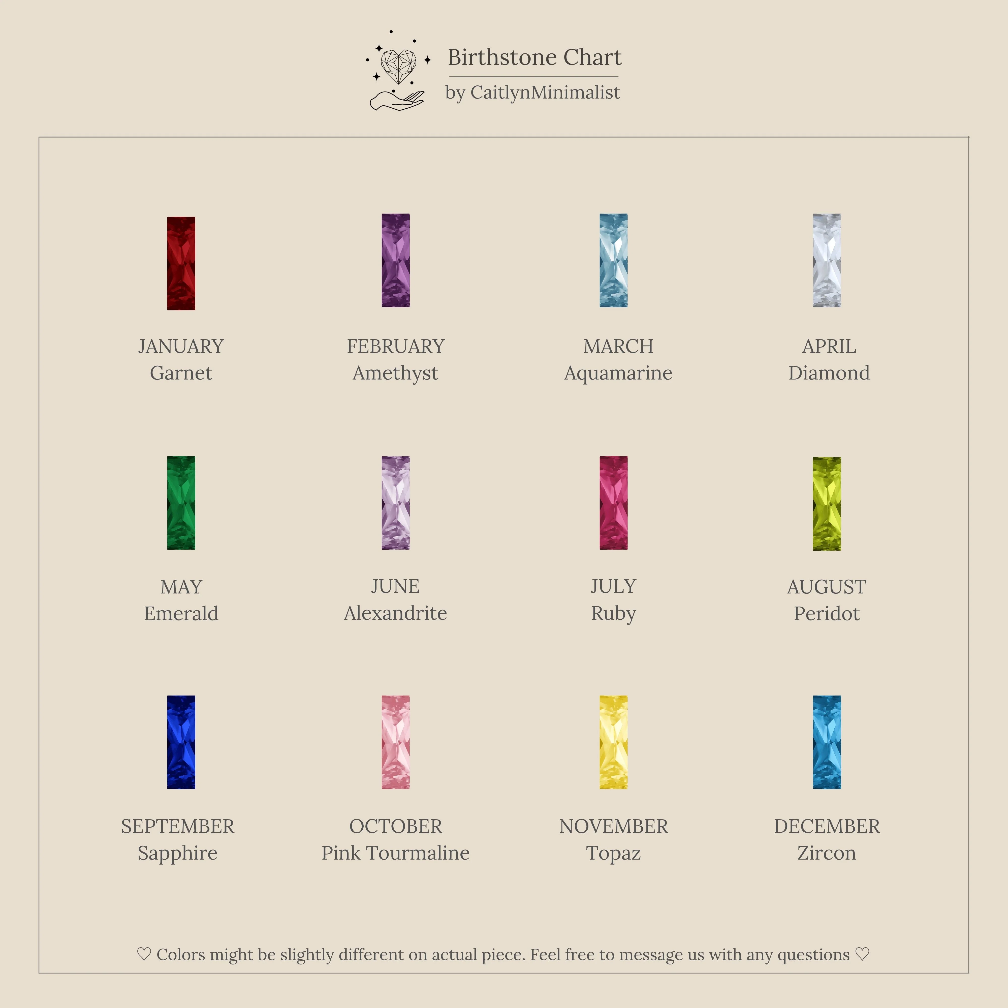 Skinny Baguette Birthstone Charm - Image 20