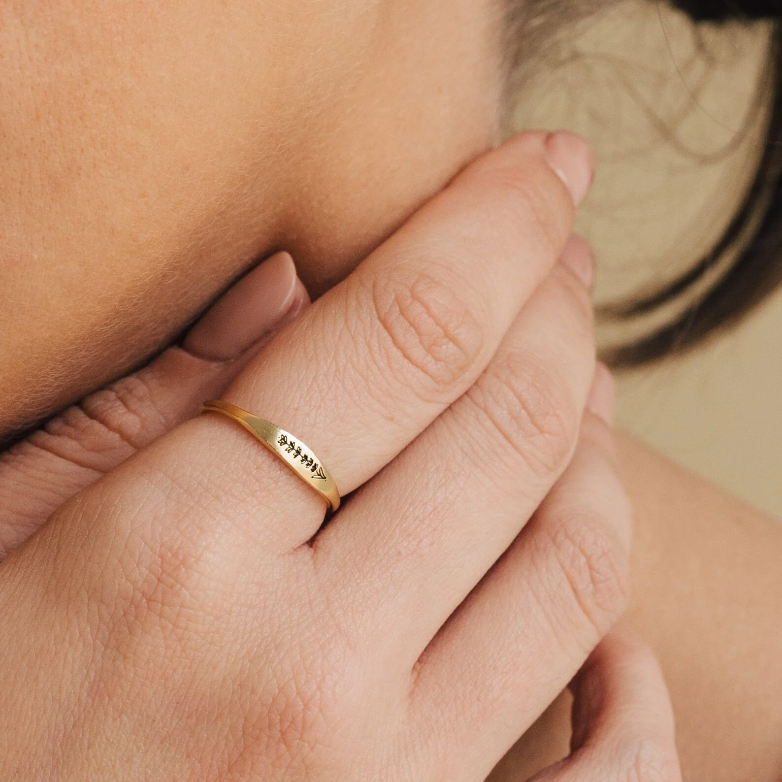 Skinny Birth Flower Ring in Silver - Image 5