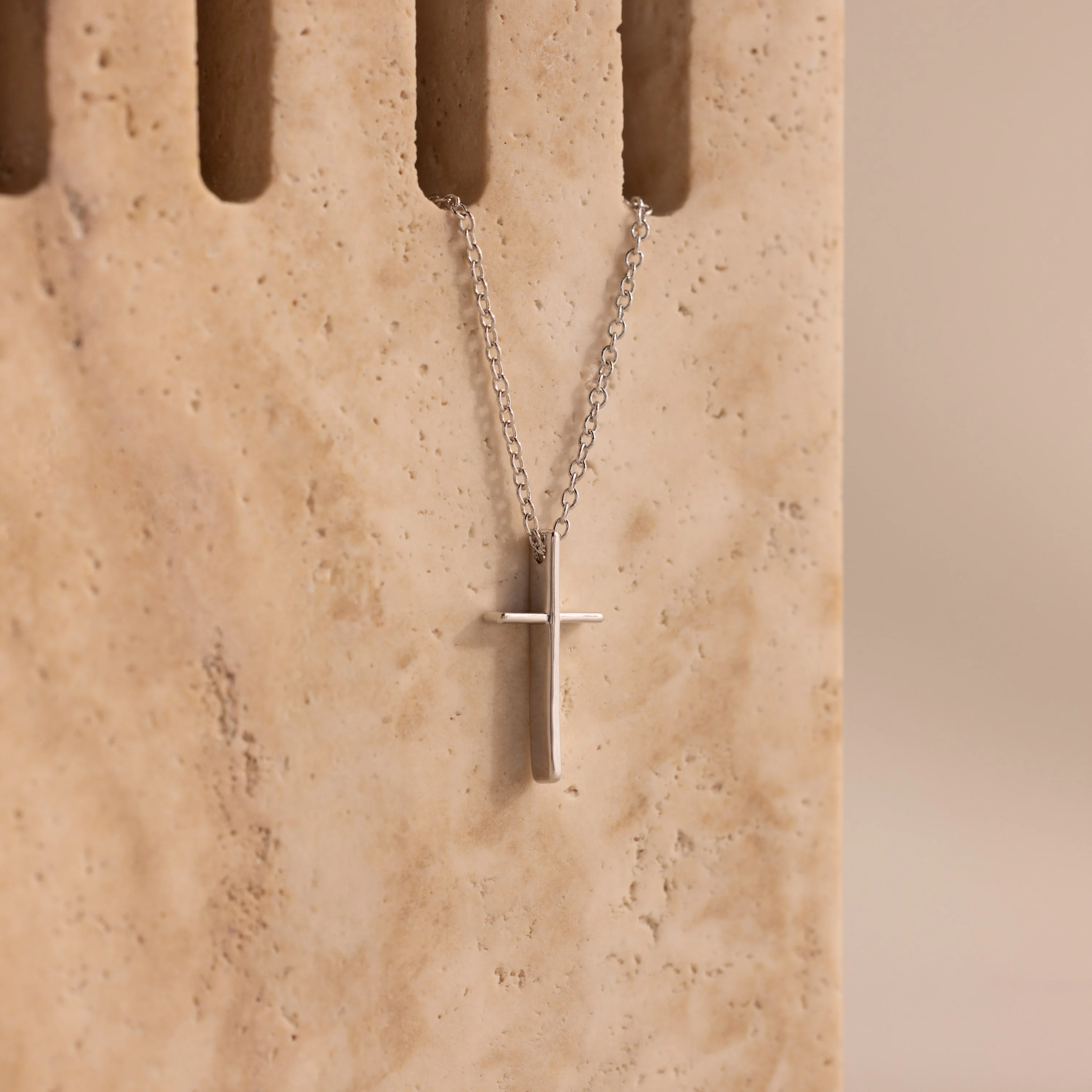 Skinny Cross Necklace in Silver - Image 5