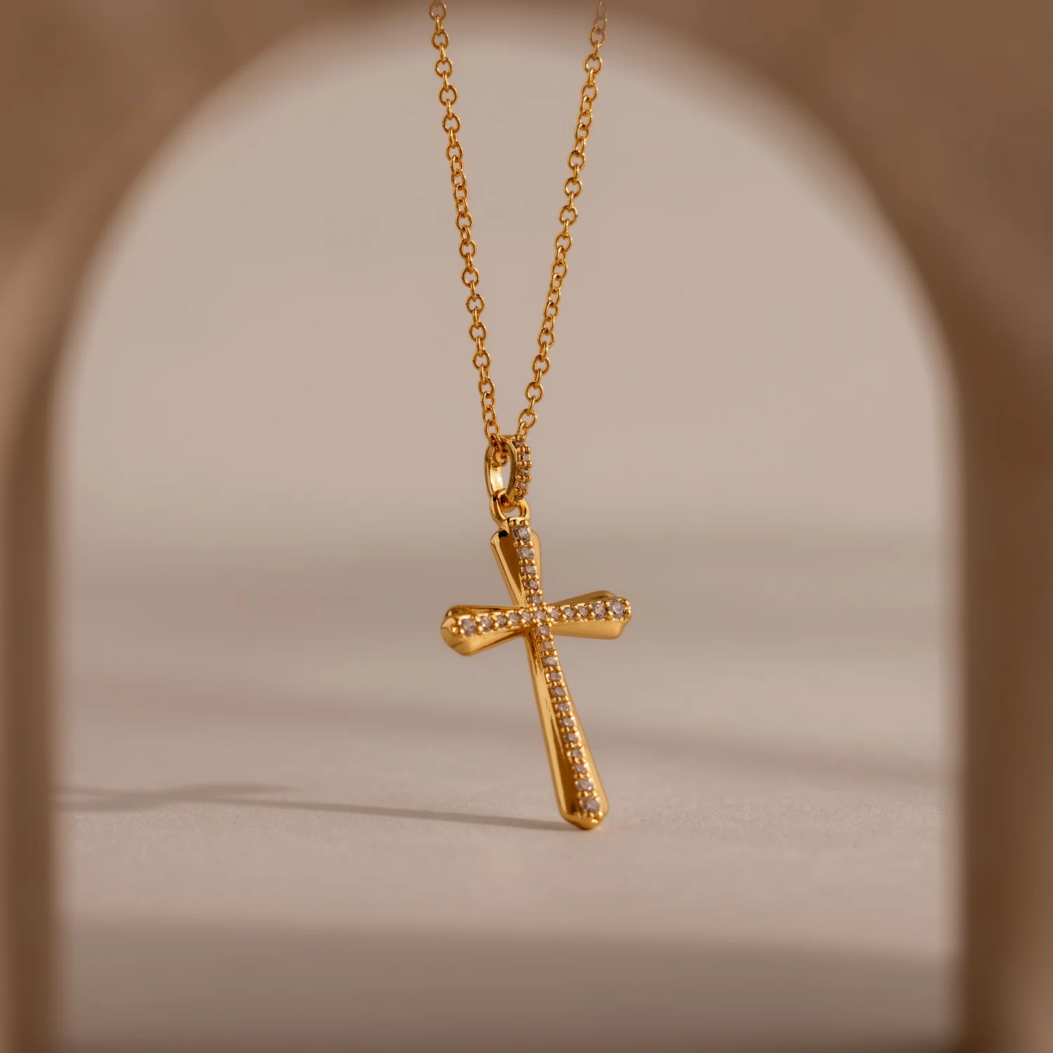 Solace Pave Cross Necklace - Image 9