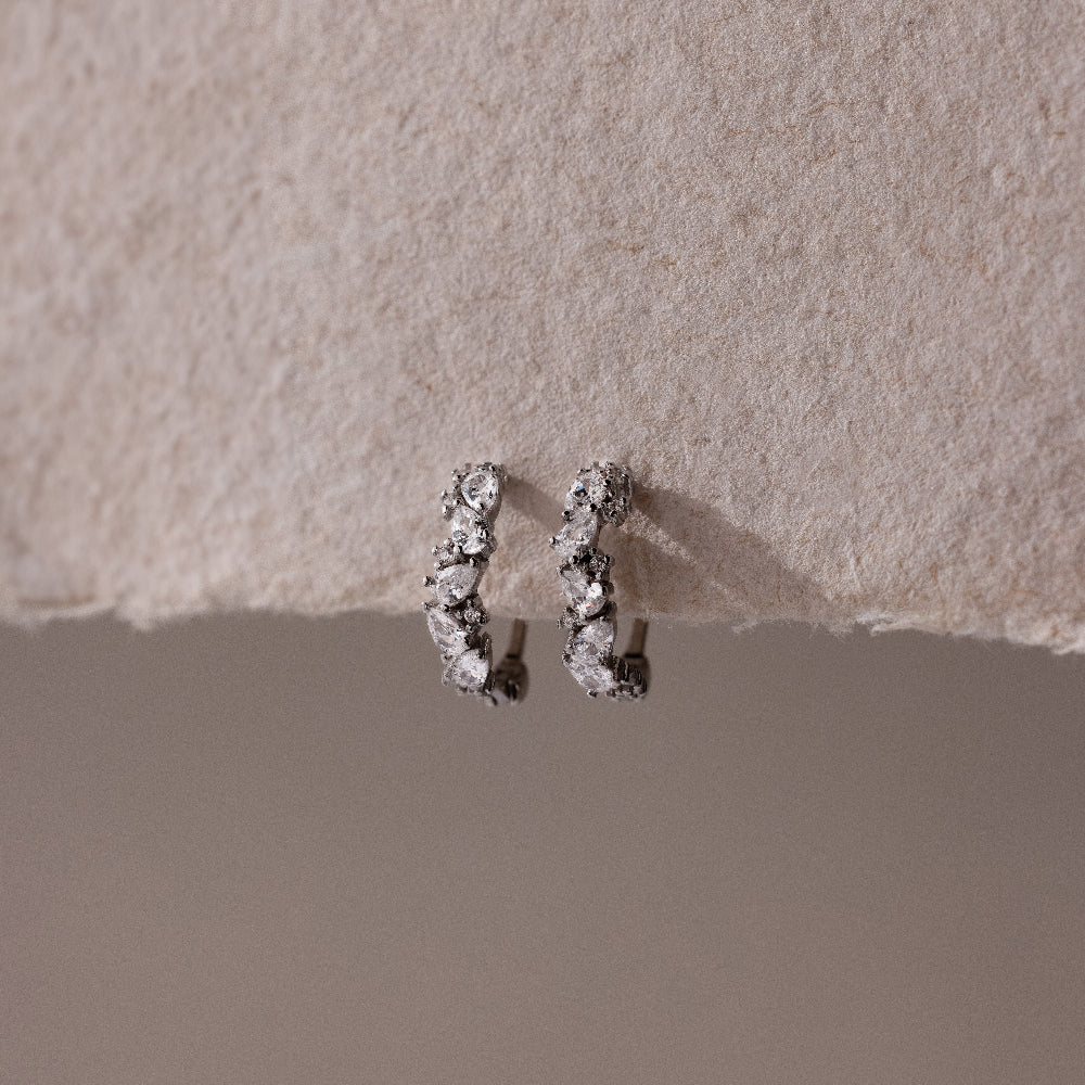 Sprinkle Diamond Huggies in Silver - Image 3