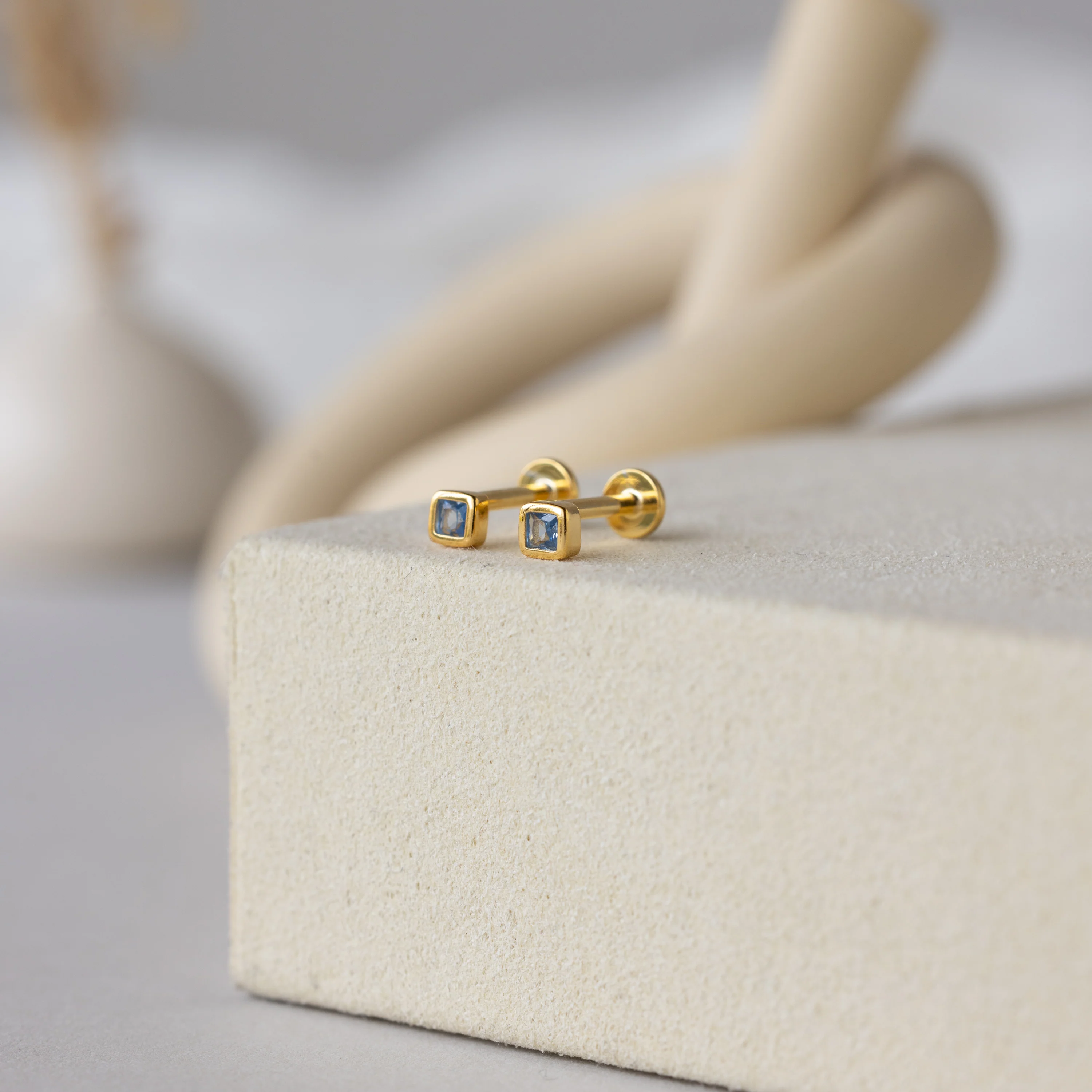 Square Bezel Birthstone Flatback Studs - Image 6