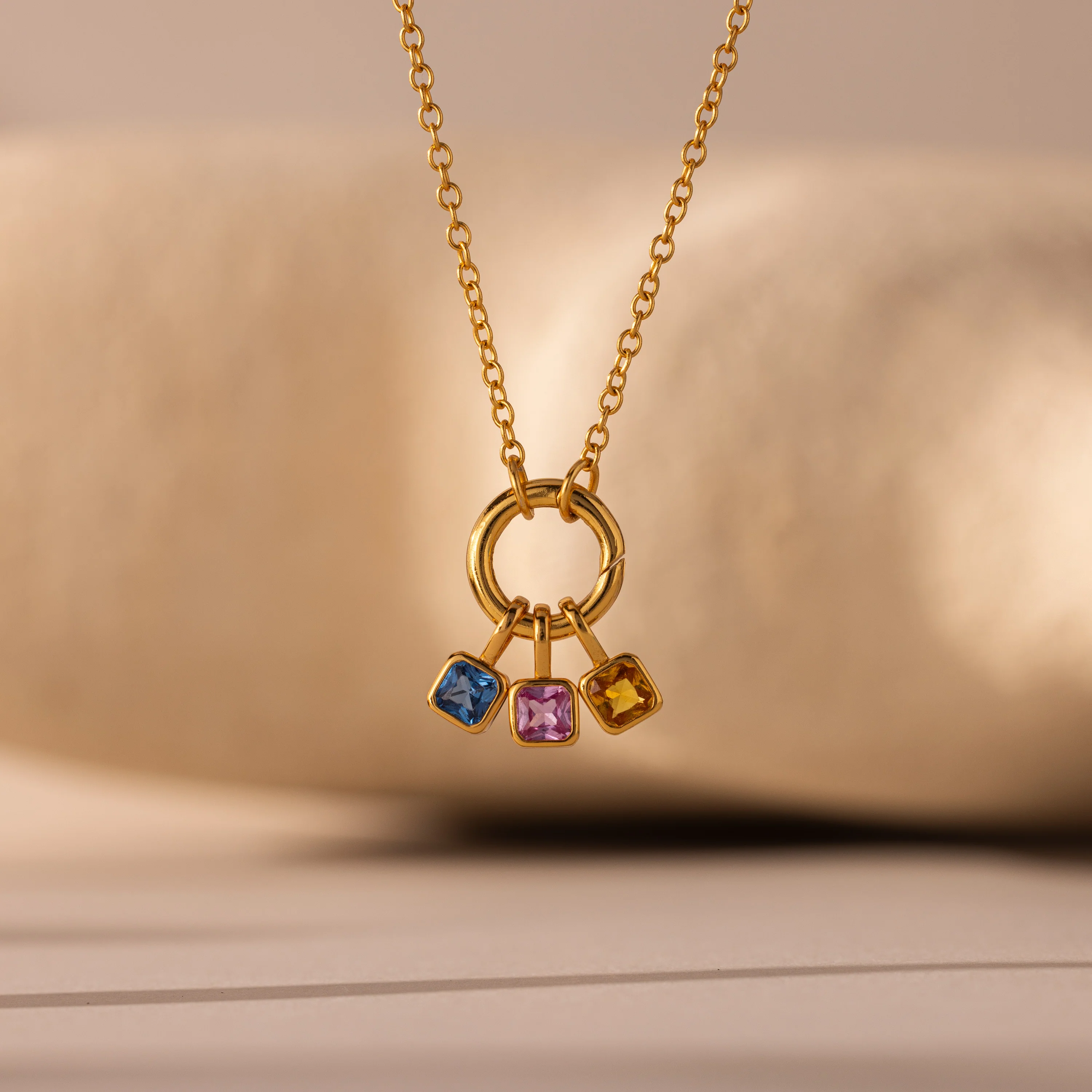 Square Bezel Pink Tourmaline Charm - Image 3