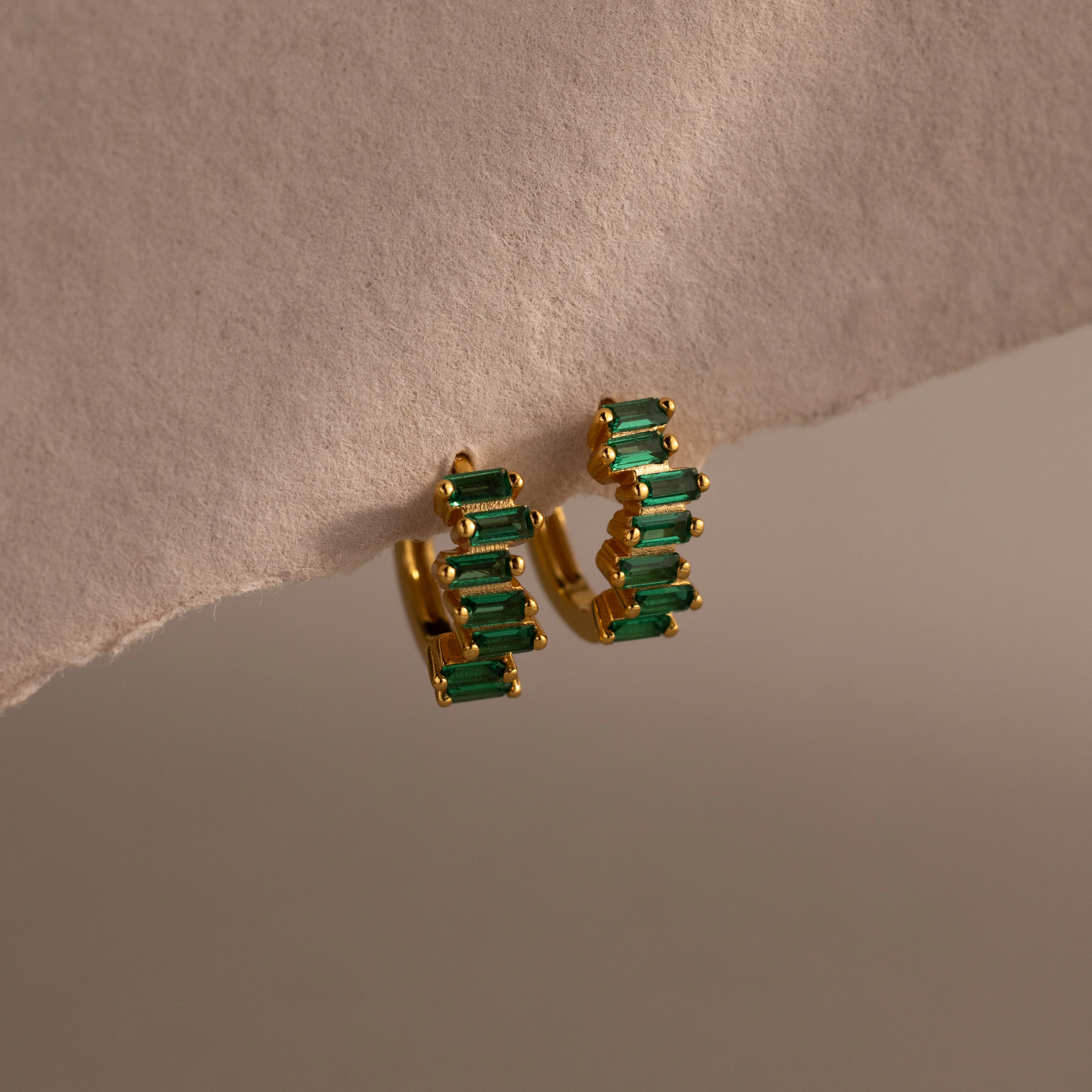 Staggered Baguette Birthstone Huggies - Image 8