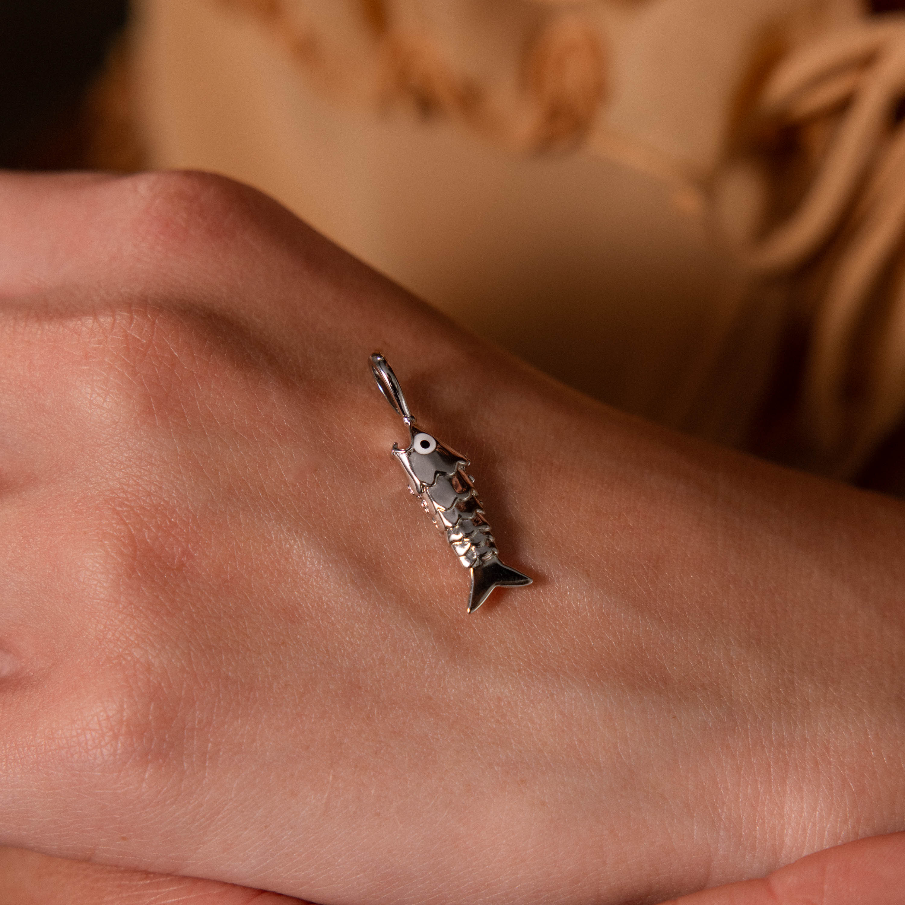 Swimmer Fish Charm in Silver - Image 2