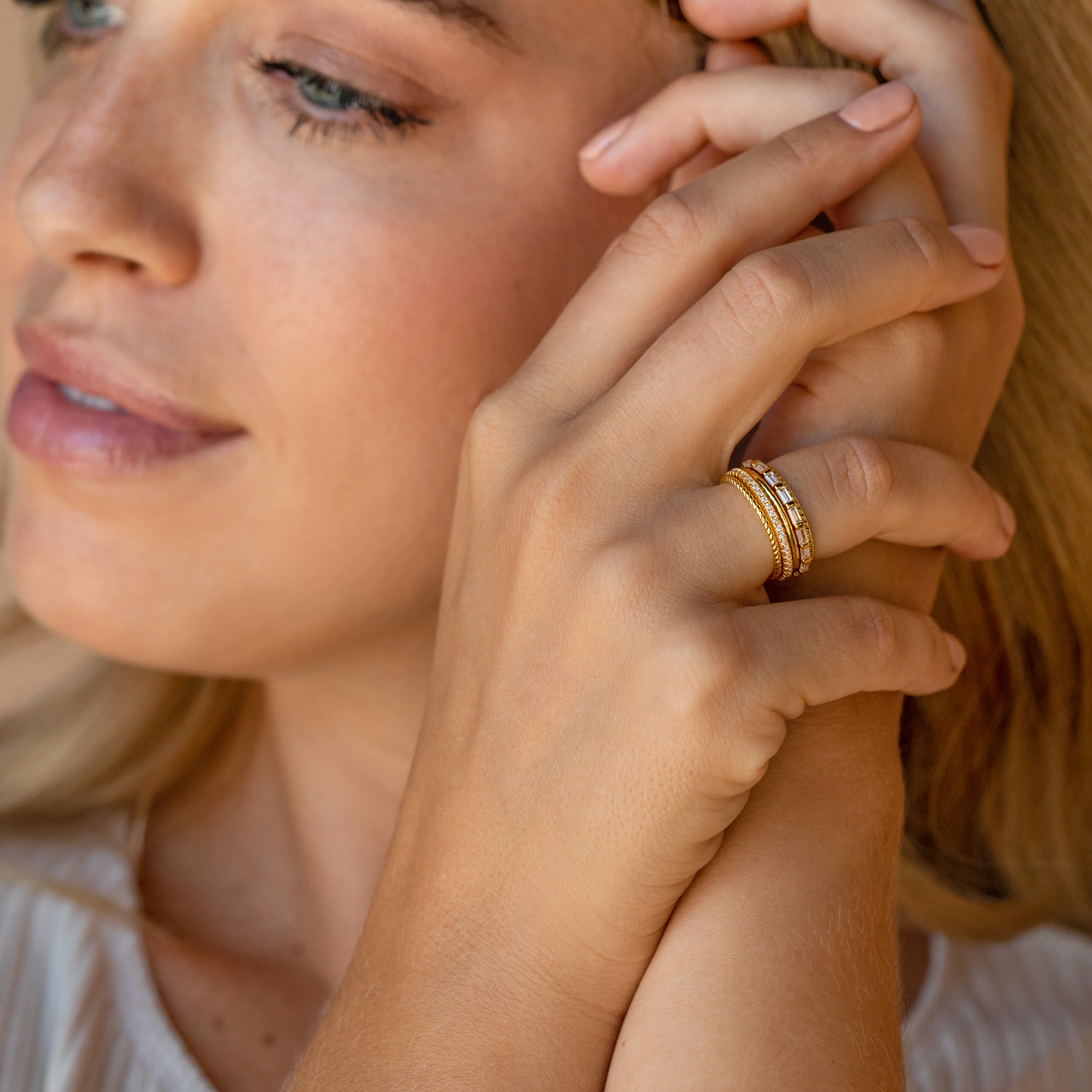 Thin Stacking Rings Set in 18K Gold - Image 8